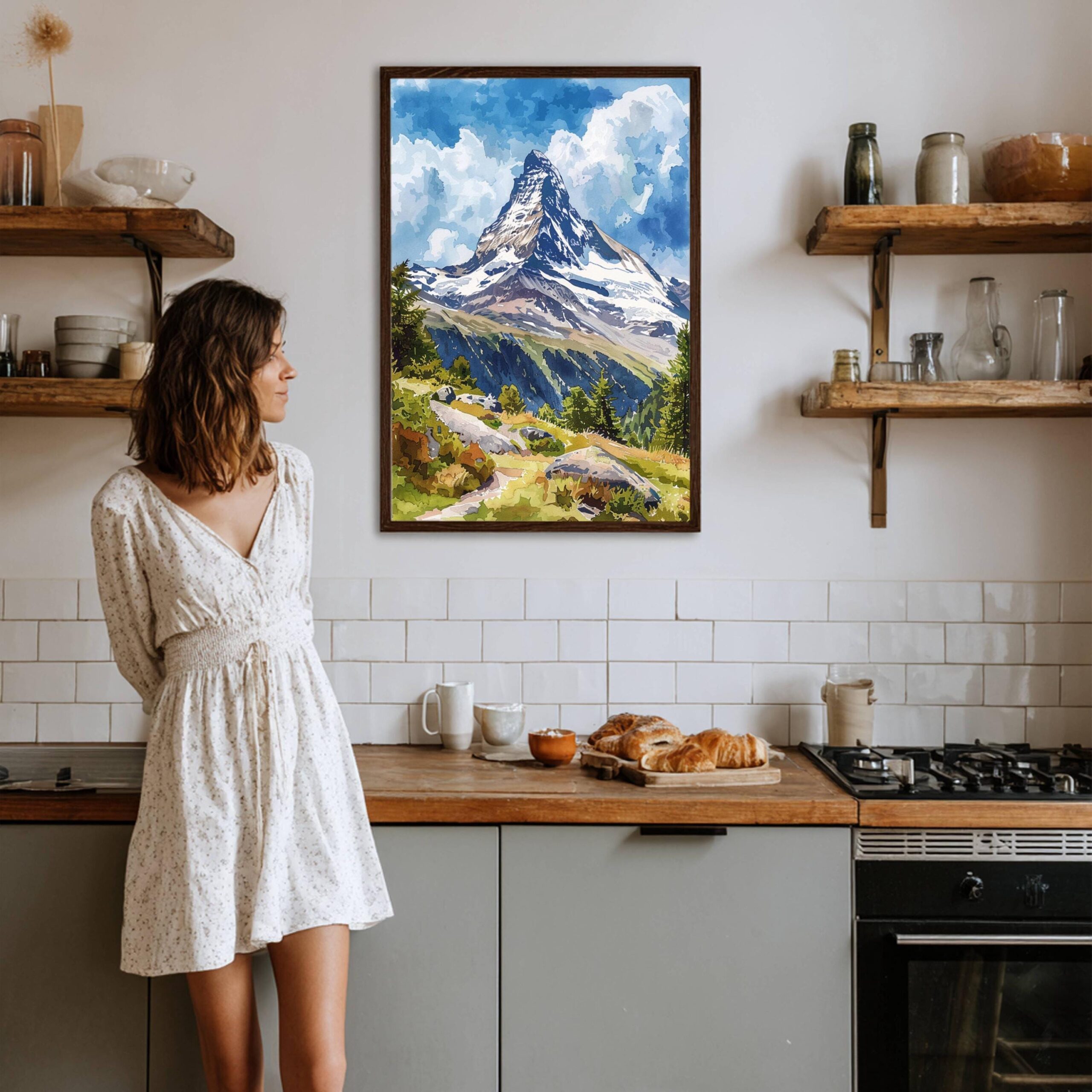 The Matterhorn Mountain Switzerland Watercolor: Vacation Travel Art Poster - Image 5