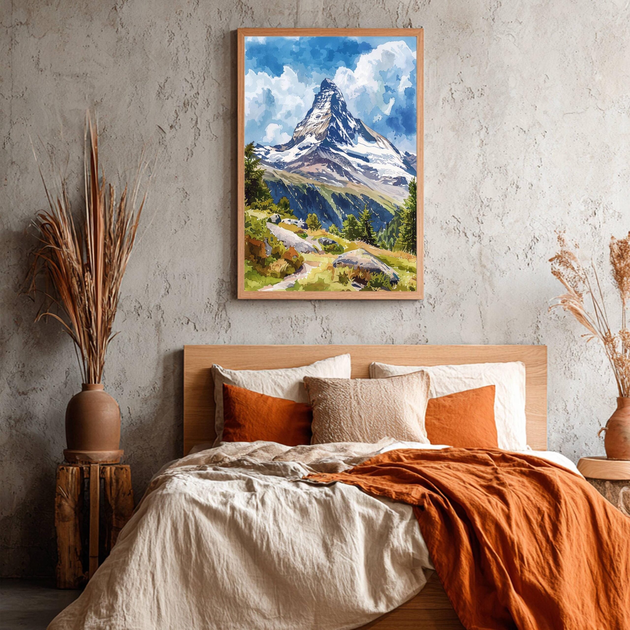 The Matterhorn Mountain Switzerland Watercolor: Vacation Travel Art Poster - Image 7
