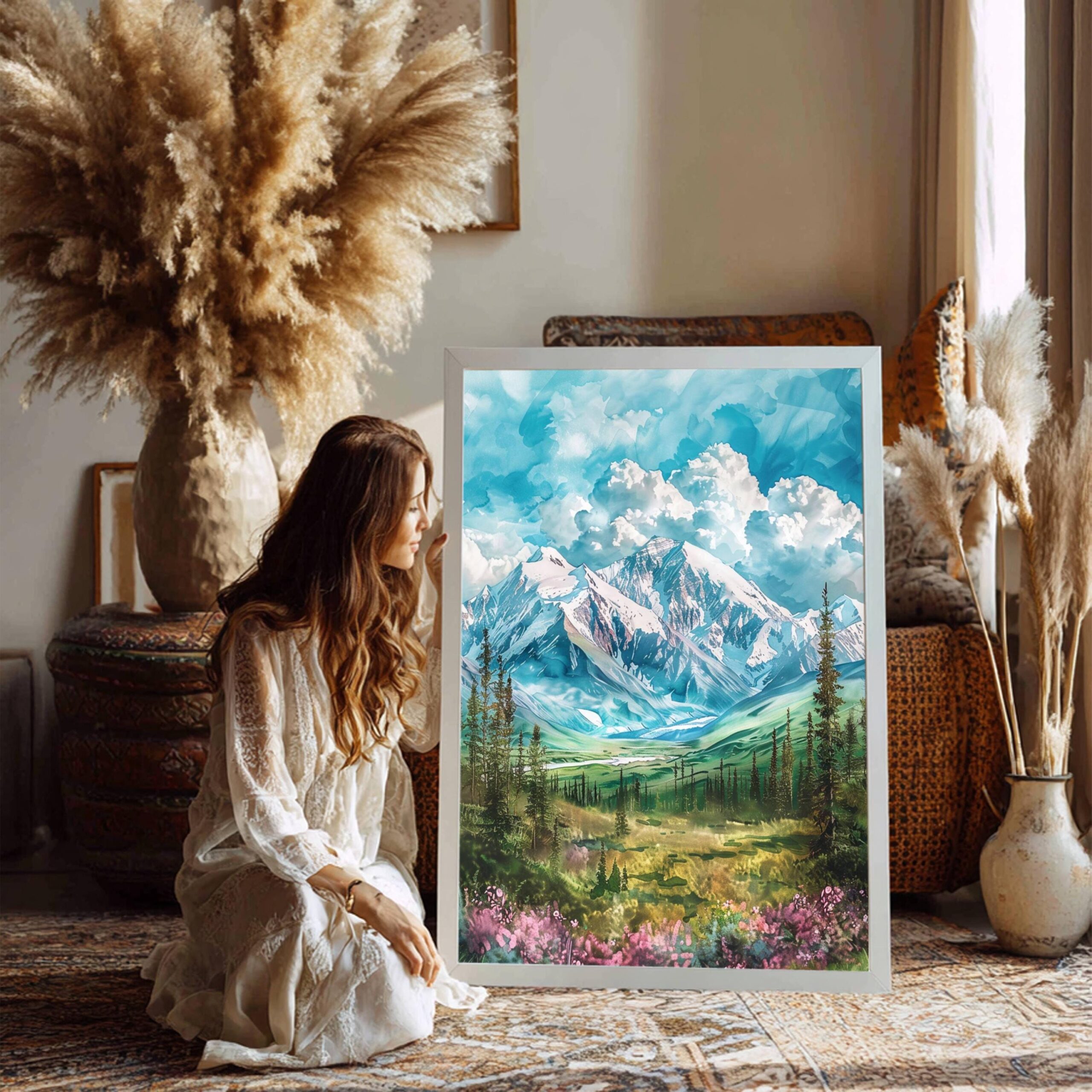 Denali Mount McKinley Alaska Watercolor: USA Travel Art Poster - Image 3