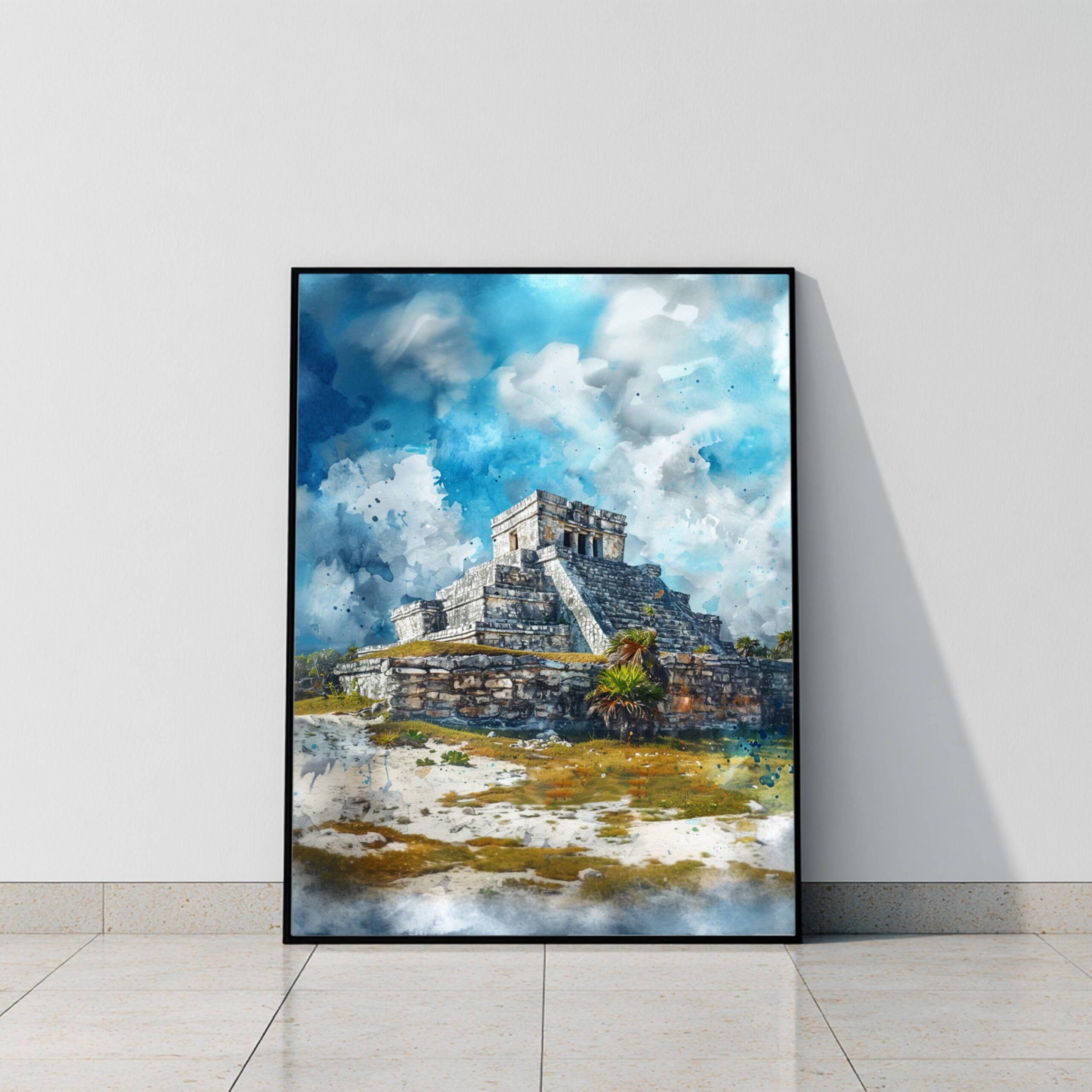 El Castillo Yucatan Mexico Watercolor Print: North America Travel Art Poster - Image 9