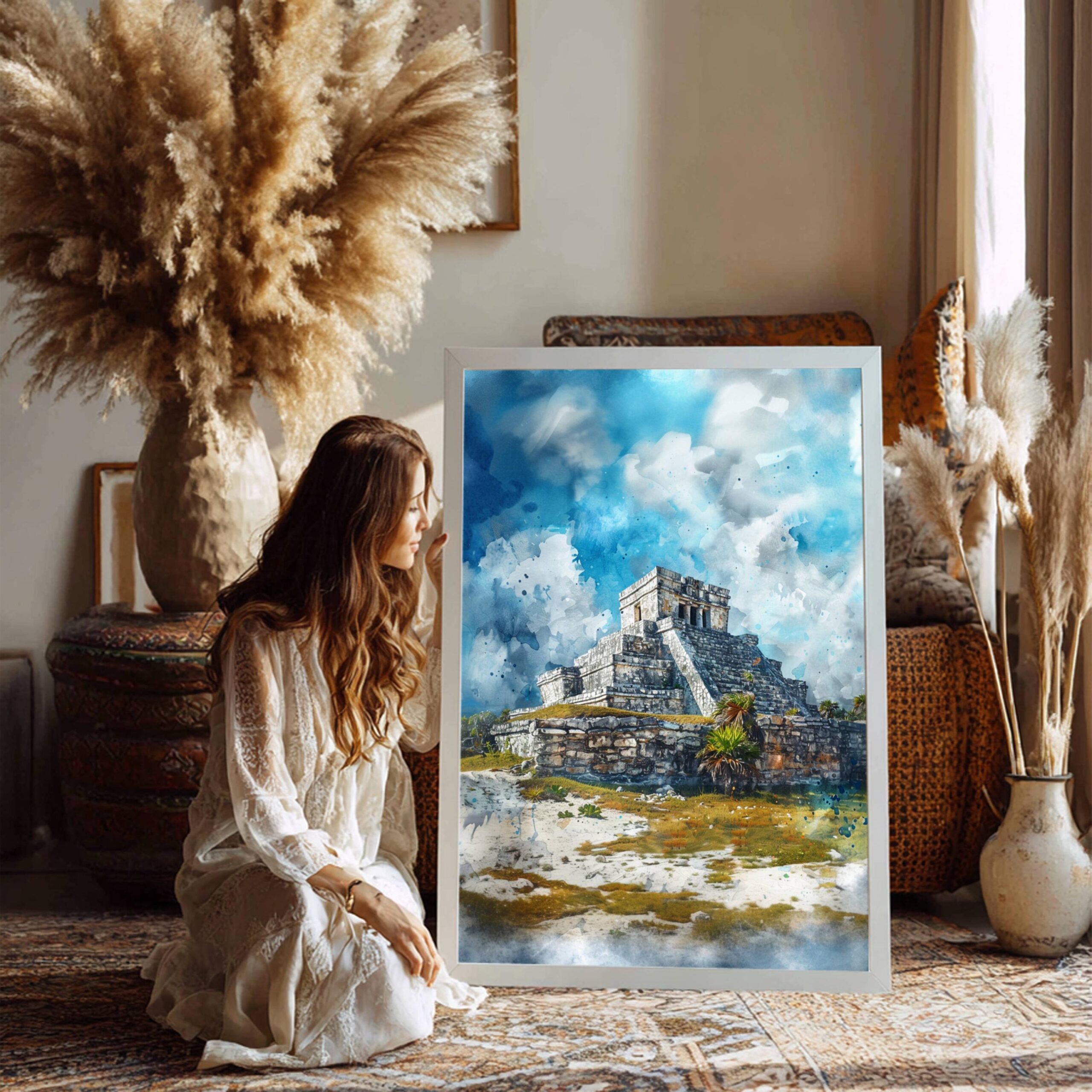 El Castillo Yucatan Mexico Watercolor Print: North America Travel Art Poster - Image 3