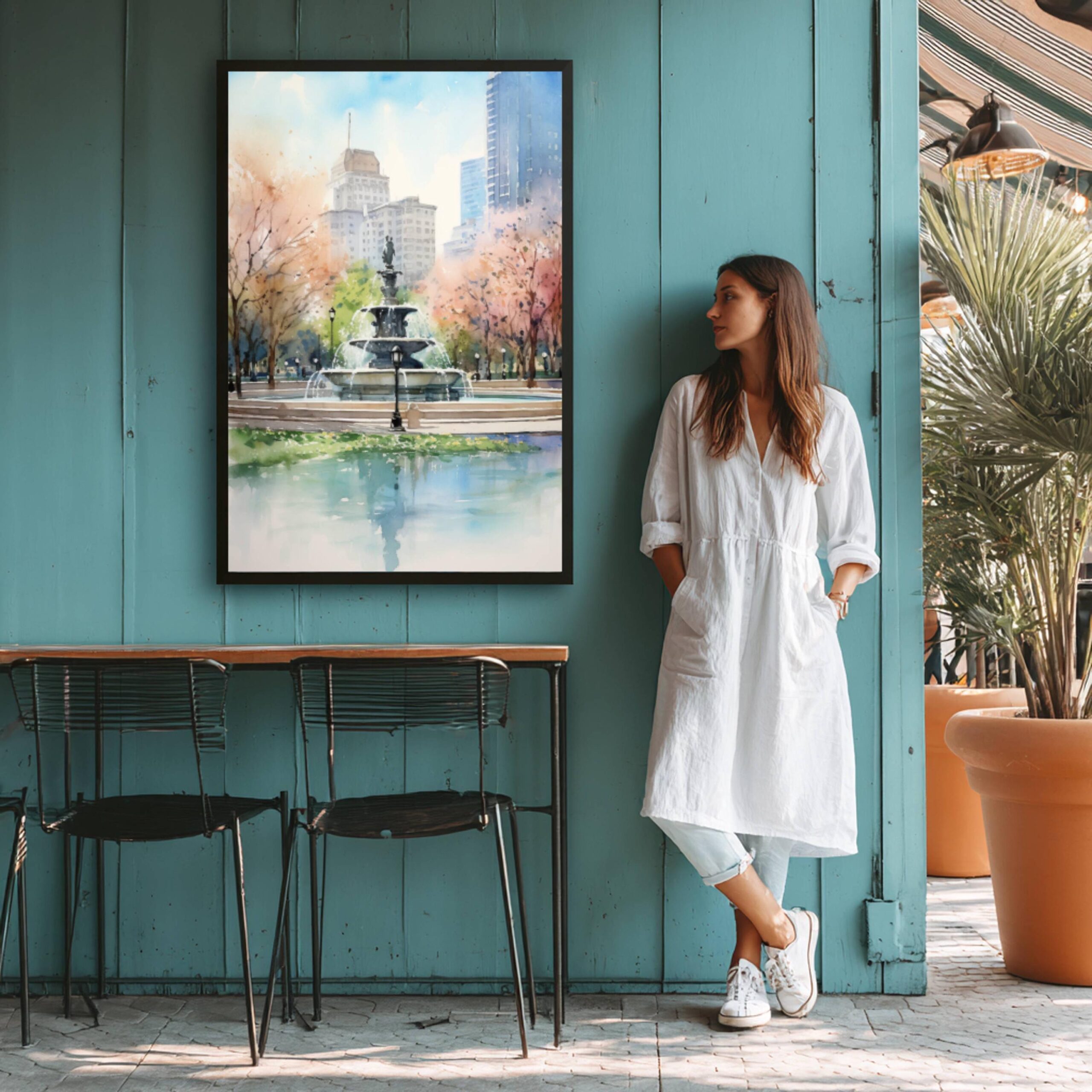 The Buckingham Fountain Chicago Watercolor Print: USA Travel Art Poster - Image 5