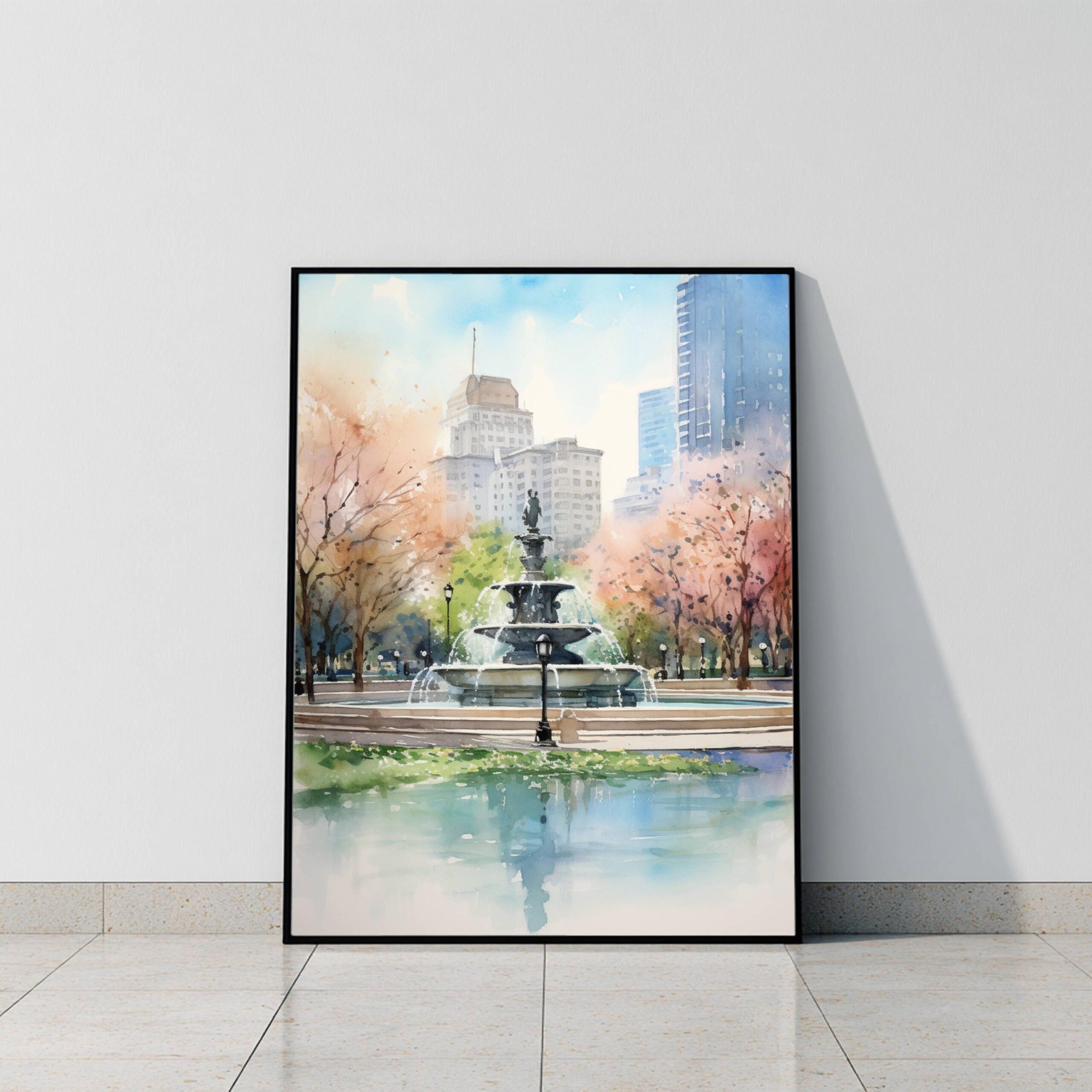 The Buckingham Fountain Chicago Watercolor Print: USA Travel Art Poster - Image 9