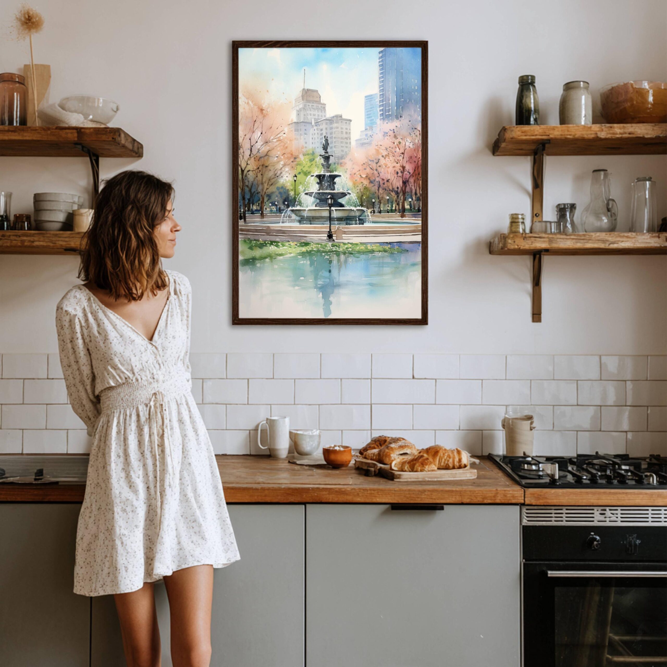 The Buckingham Fountain Chicago Watercolor Print: USA Travel Art Poster - Image 4