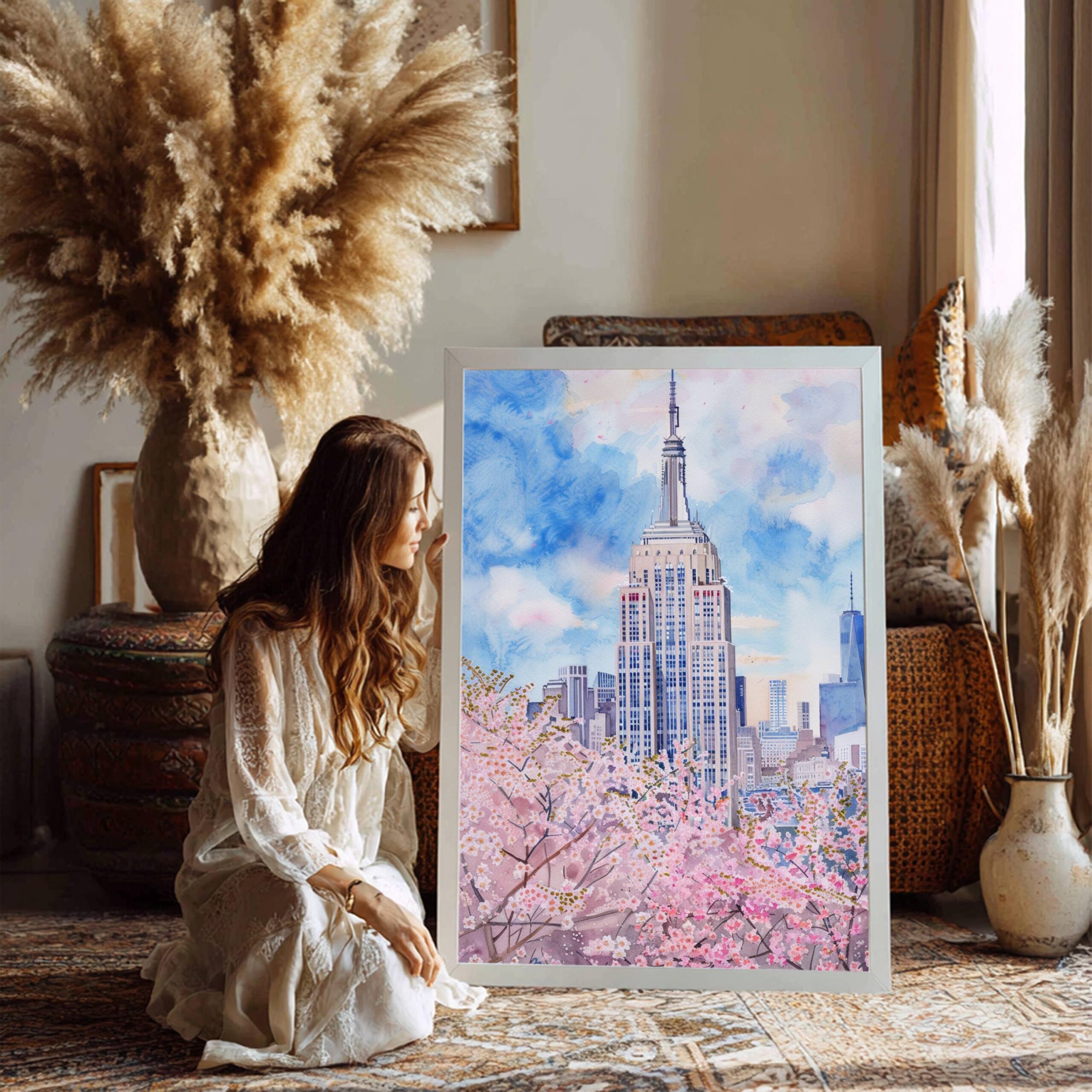 The Empire State Building New York Watercolor: USA Travel Poster - Image 3