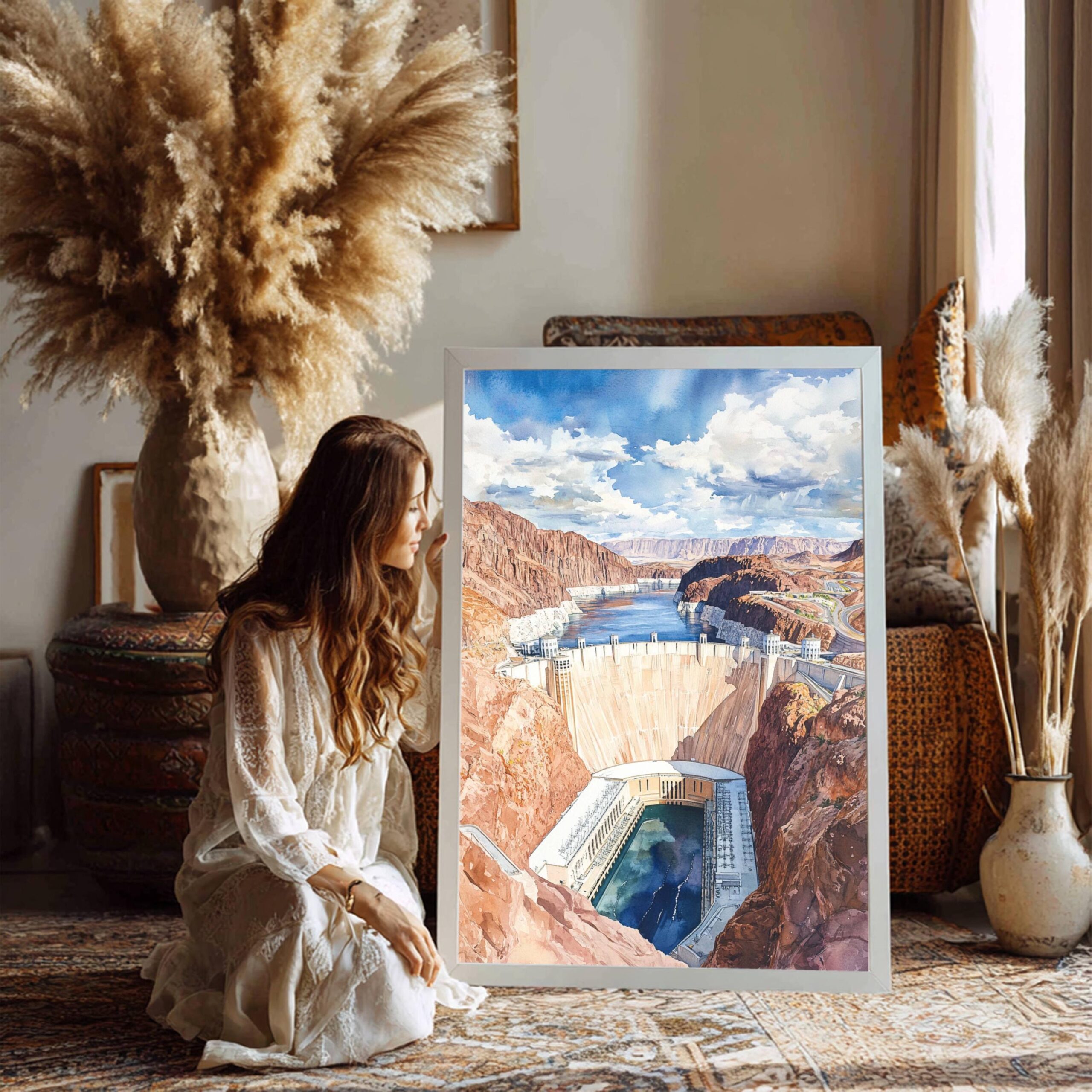 The Hoover Dam Nevada Arizona Watercolor: USA Travel Poster - Image 4