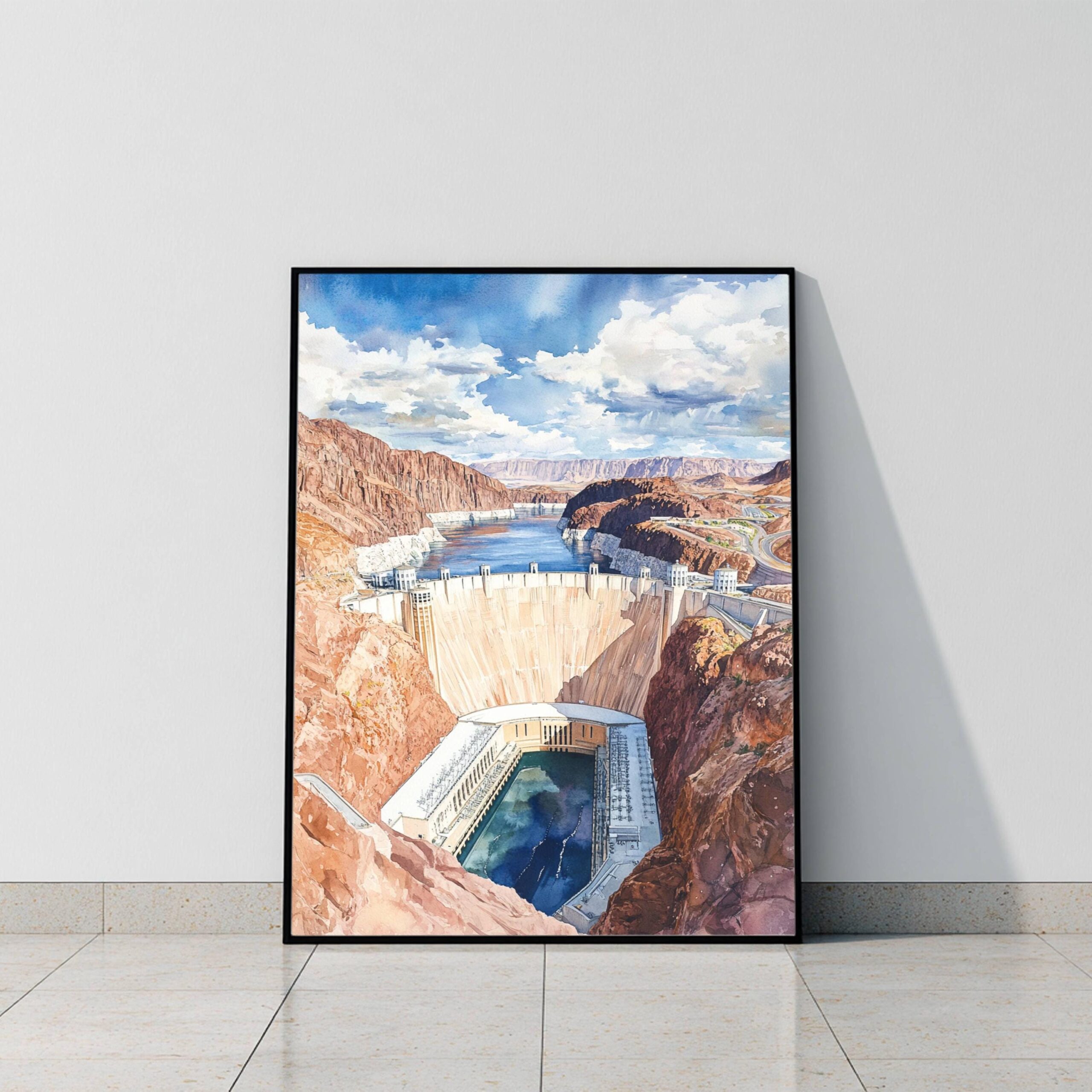 The Hoover Dam Nevada Arizona Watercolor: USA Travel Poster - Image 9
