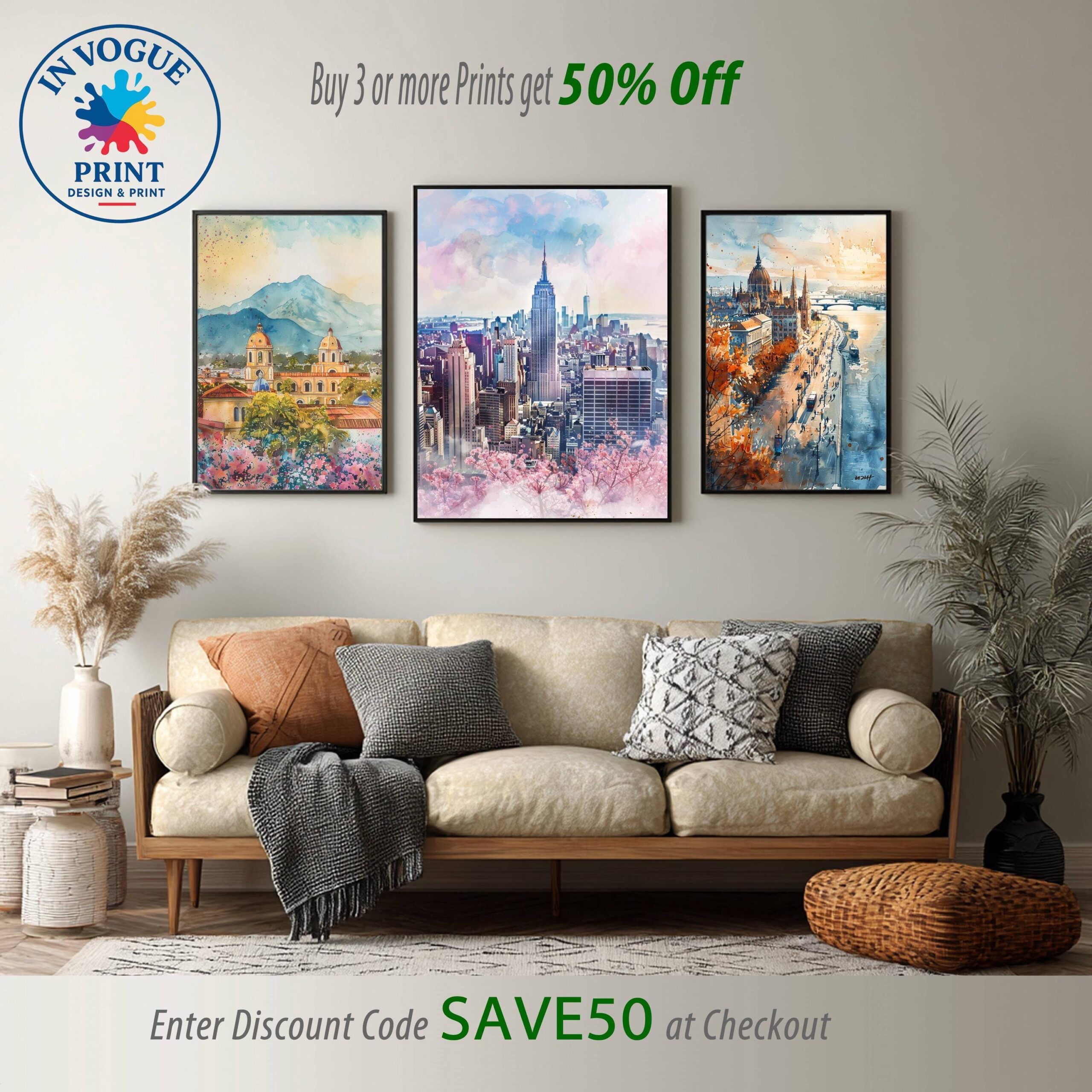 New York City Watercolor Art Print: USA Travel Poster - Image 2