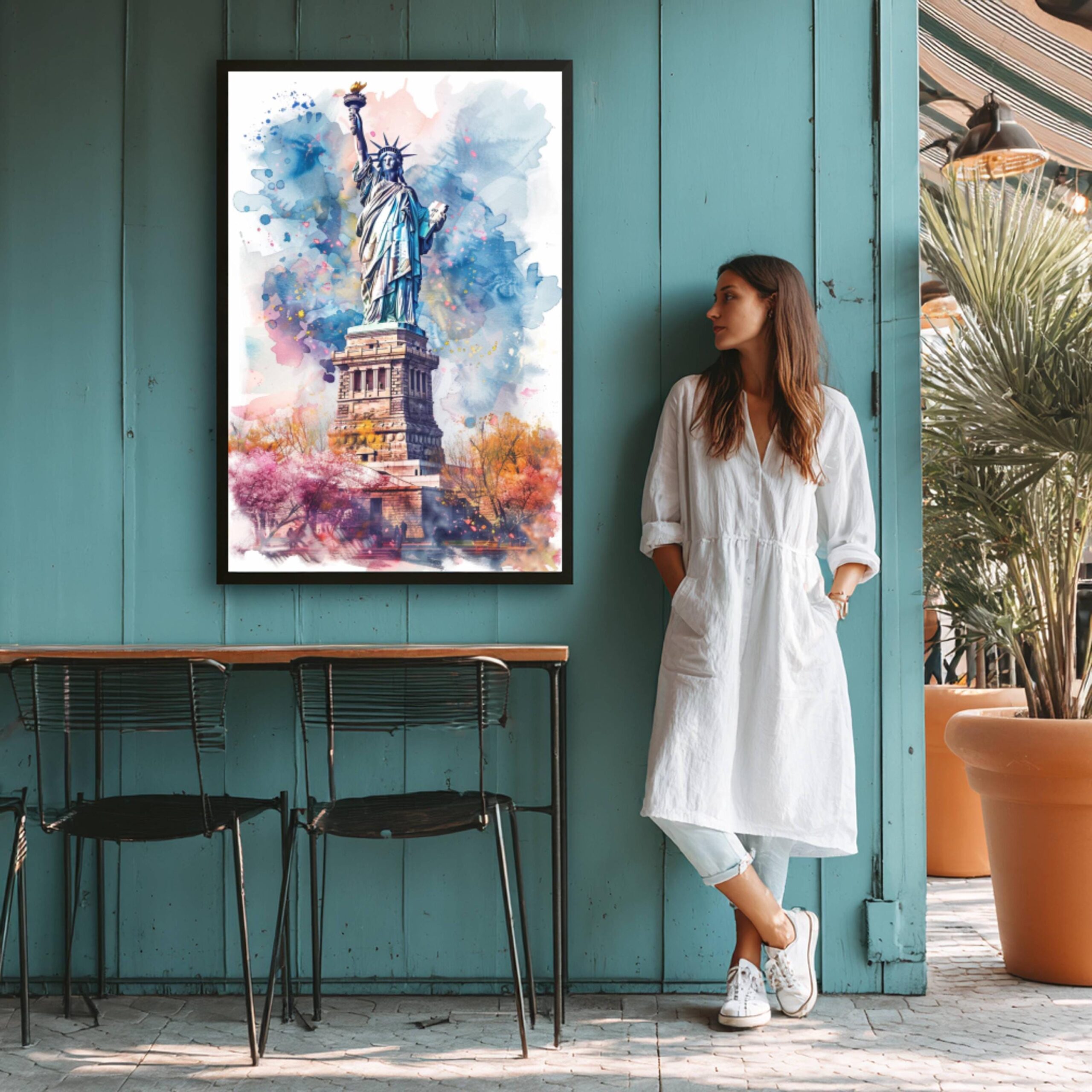 Statue of Liberty New York Watercolor: USA Travel Poster - Image 5