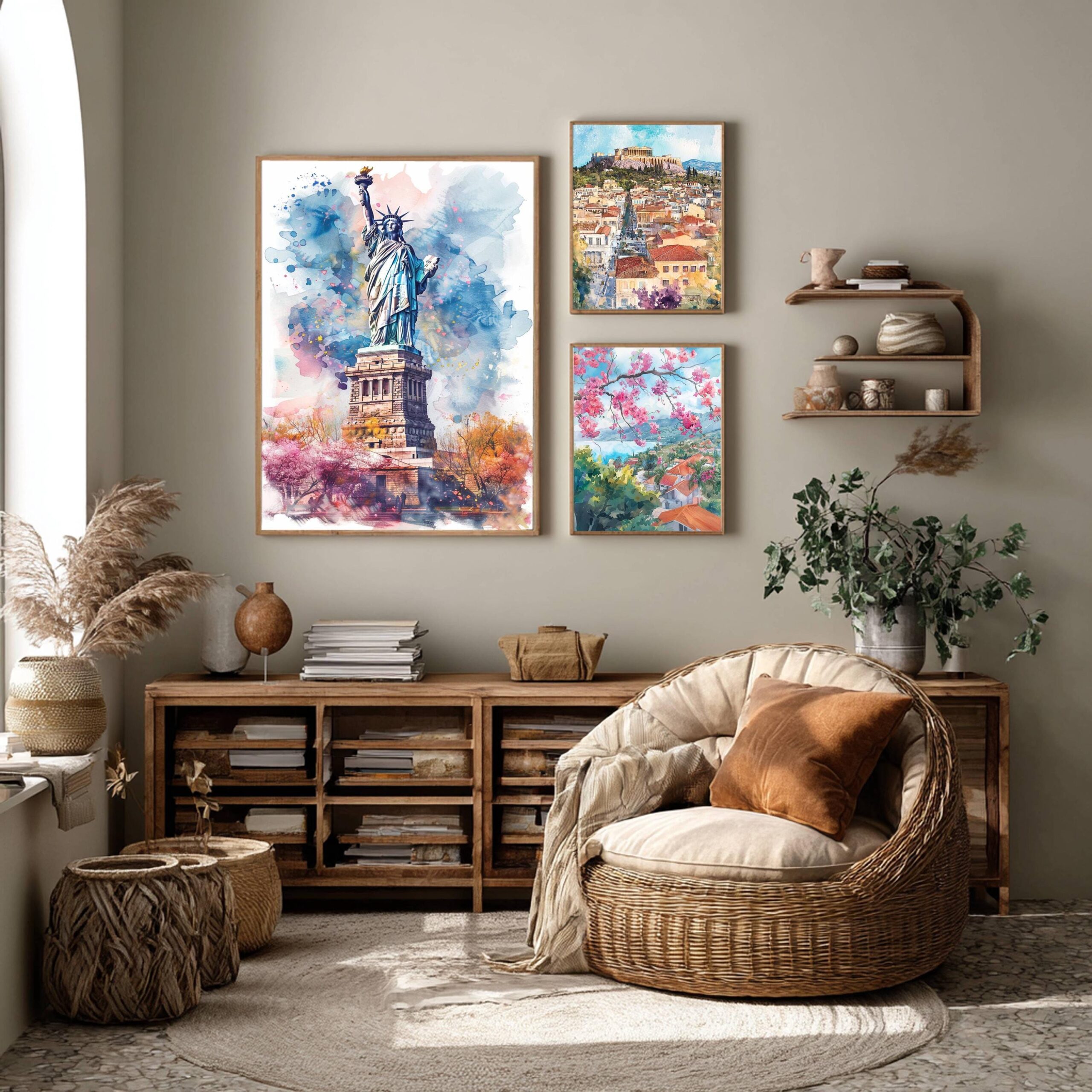 Statue of Liberty New York Watercolor: USA Travel Poster - Image 3