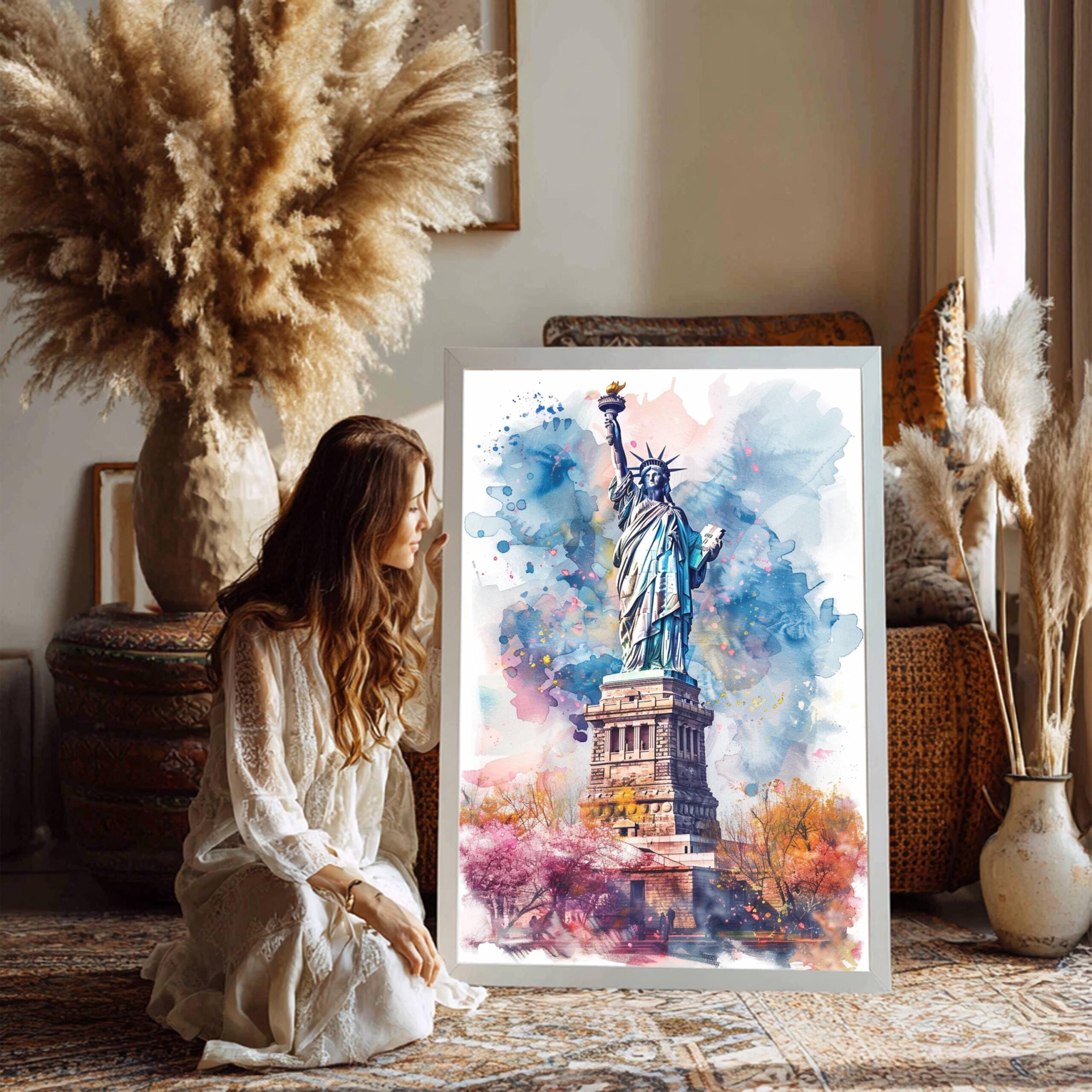 Statue of Liberty New York Watercolor: USA Travel Poster - Image 4