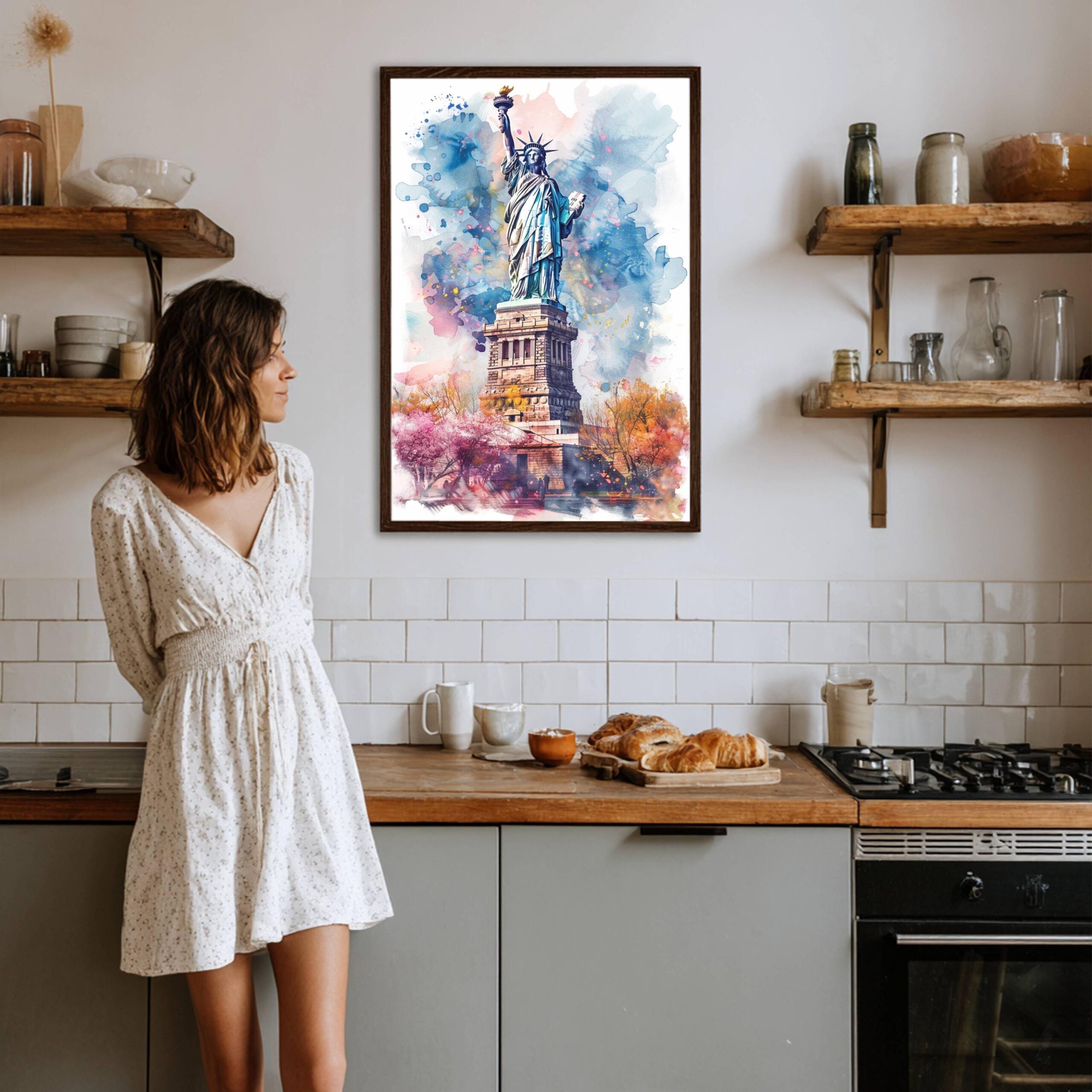 Statue of Liberty New York Watercolor: USA Travel Poster - Image 6