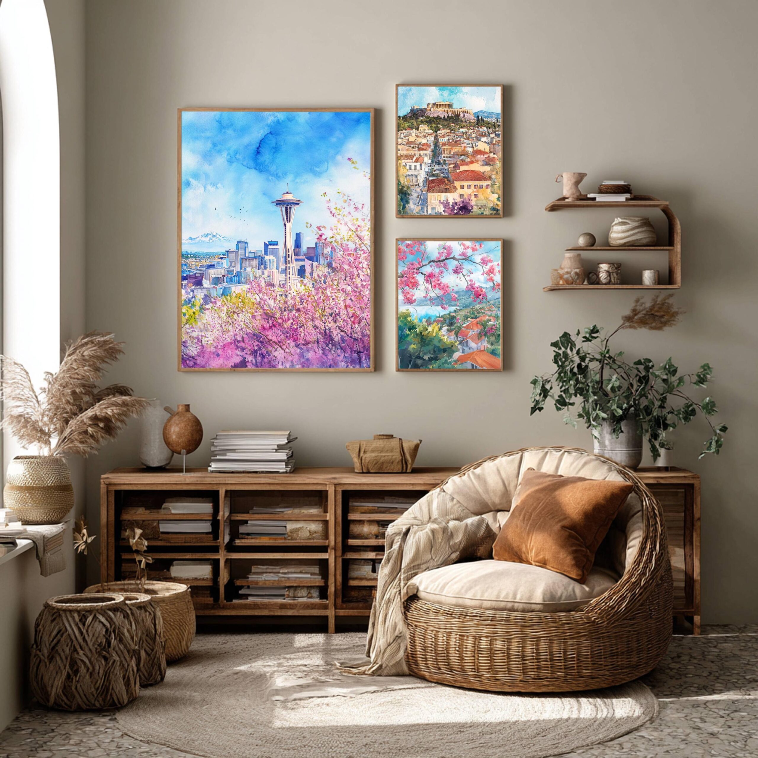 The Space Needle Seattle Washington State Watercolor: USA Travel Poster - Image 3
