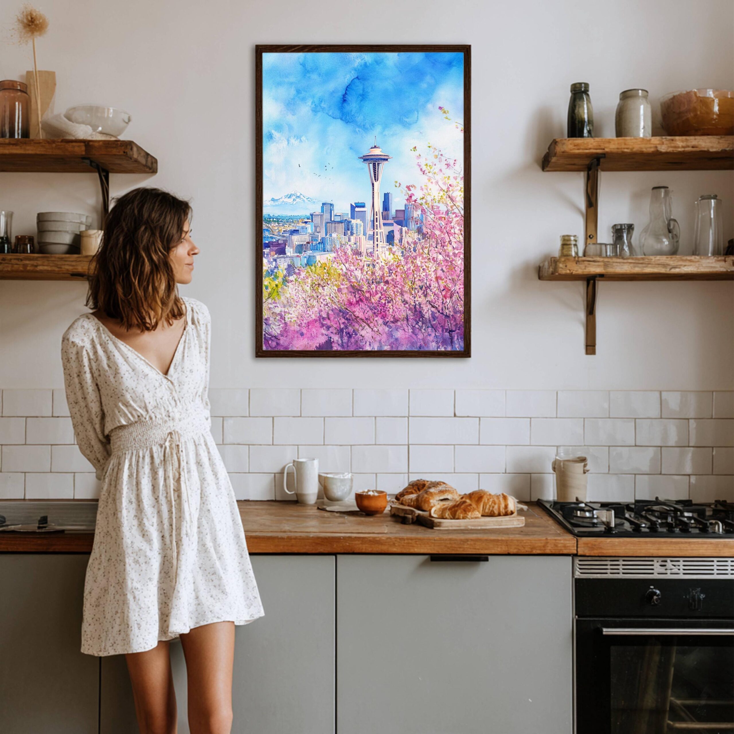 The Space Needle Seattle Washington State Watercolor: USA Travel Poster - Image 5