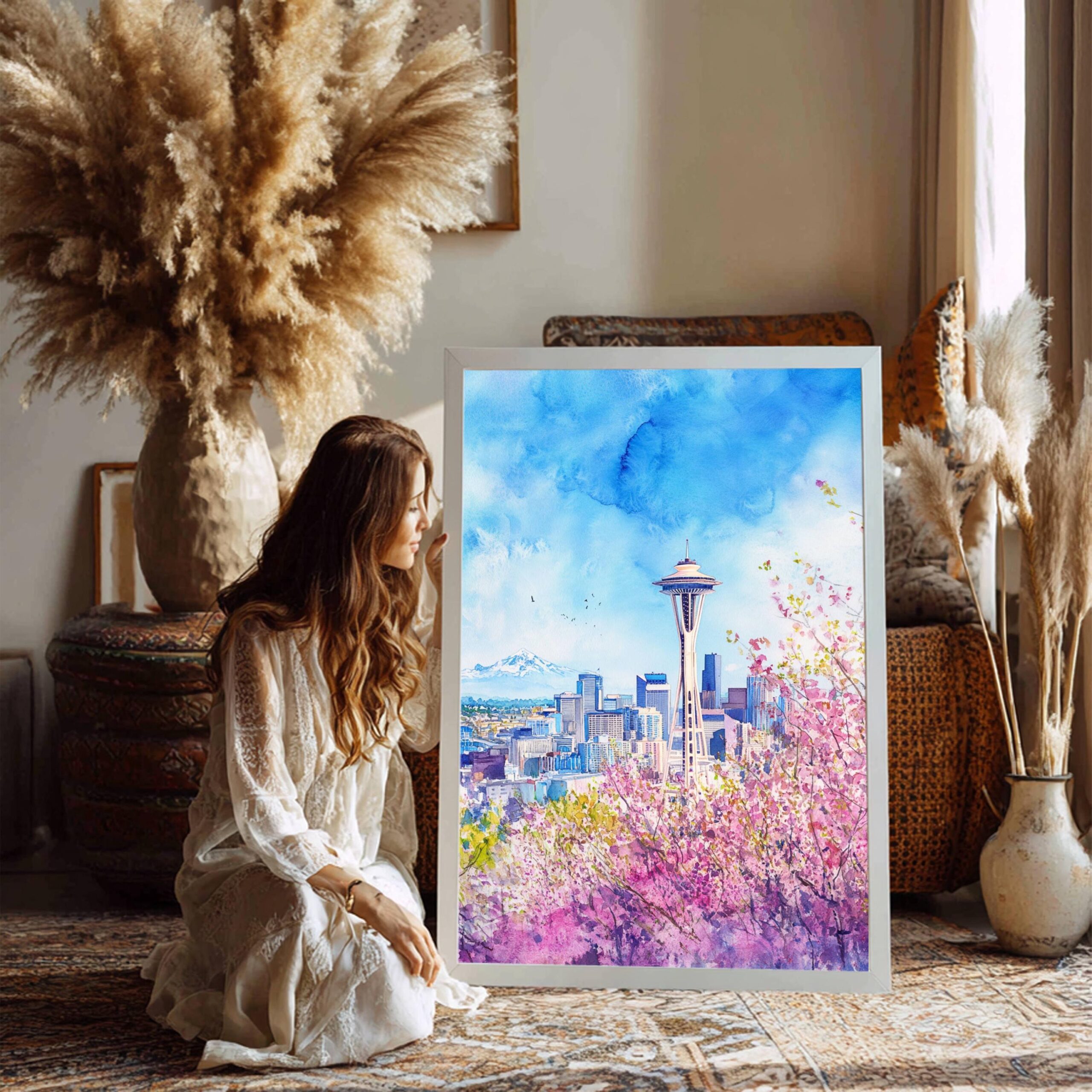 The Space Needle Seattle Washington State Watercolor: USA Travel Poster - Image 4