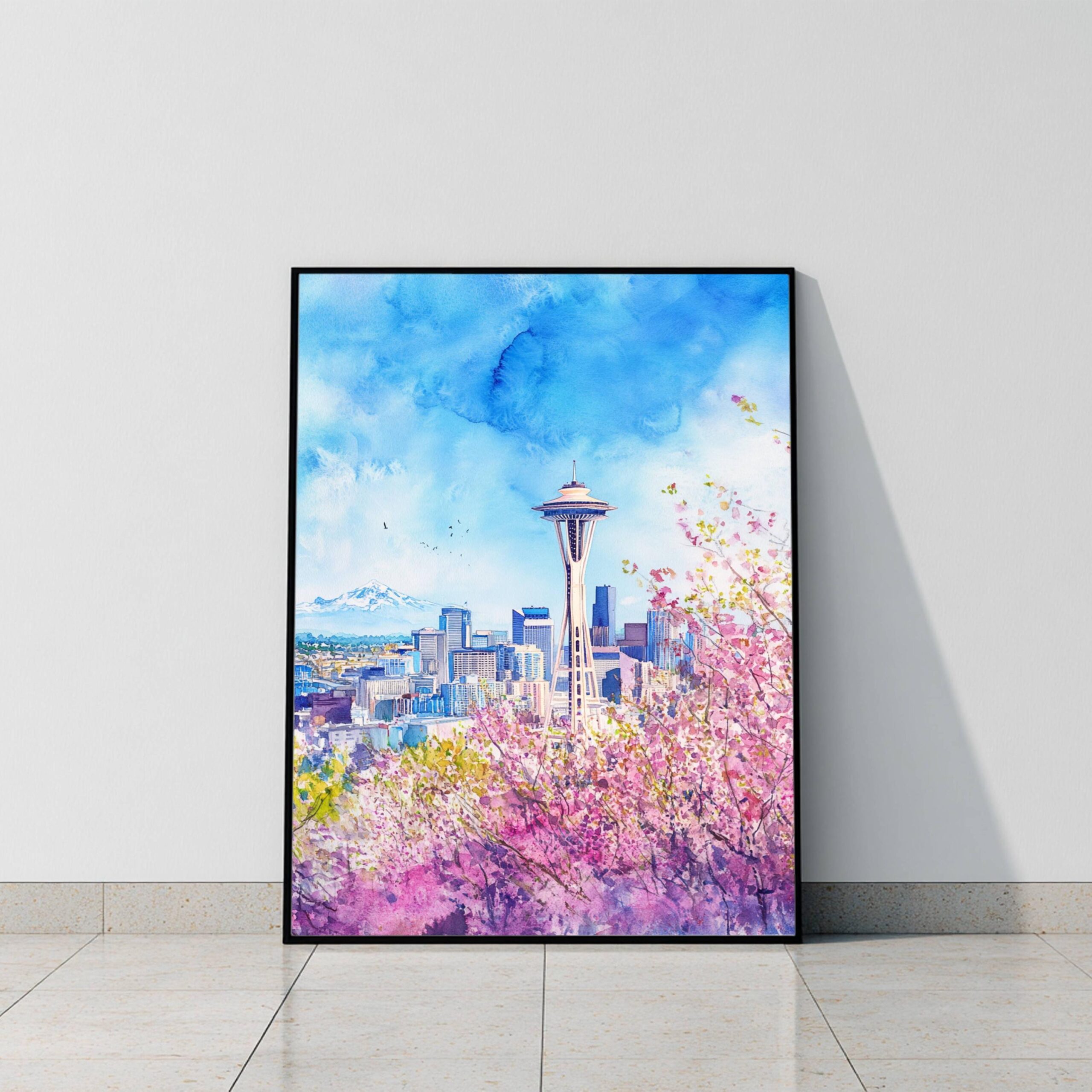 The Space Needle Seattle Washington State Watercolor: USA Travel Poster - Image 9