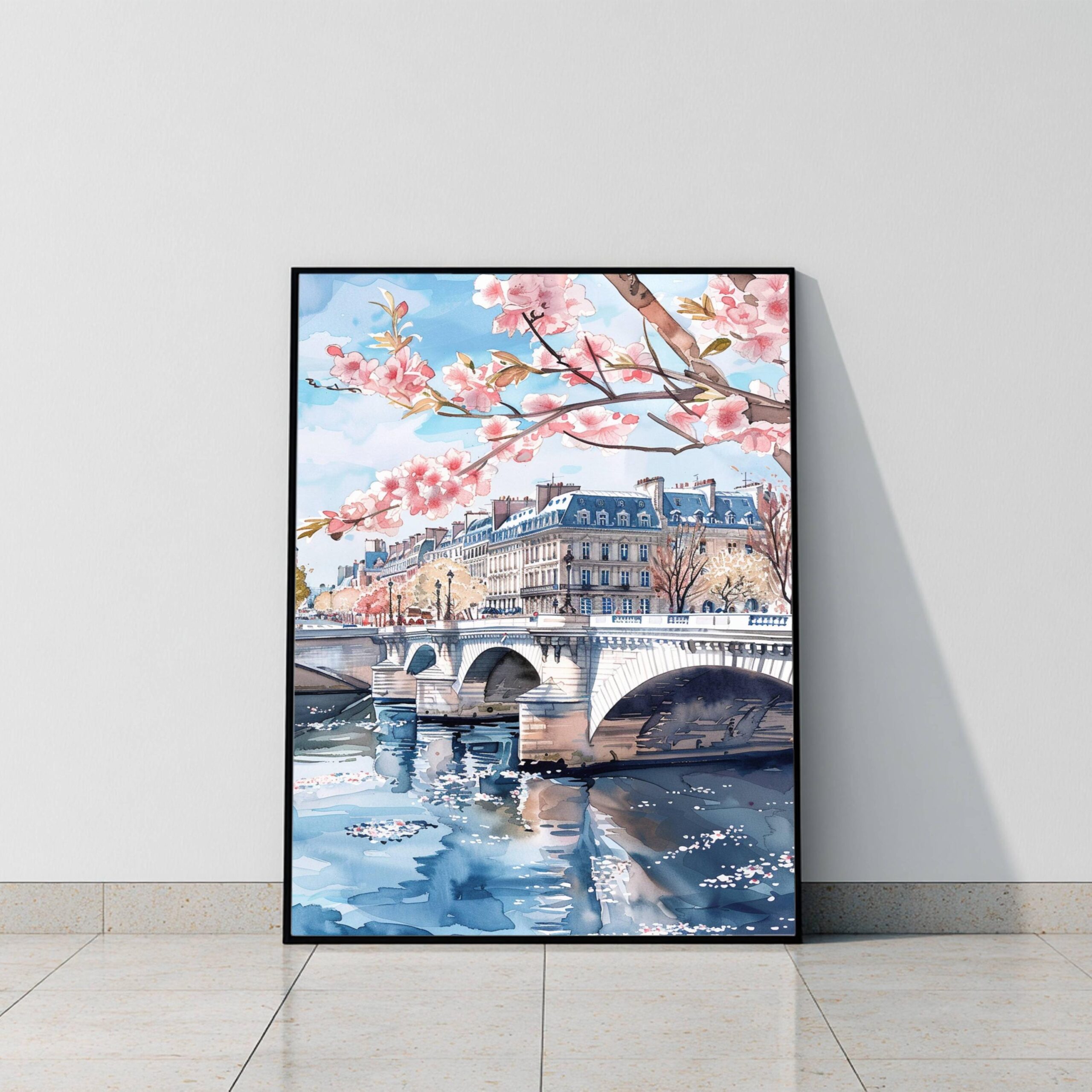Pont Neuf Bridge Paris Watercolor: France Art Travel Poster - Image 2