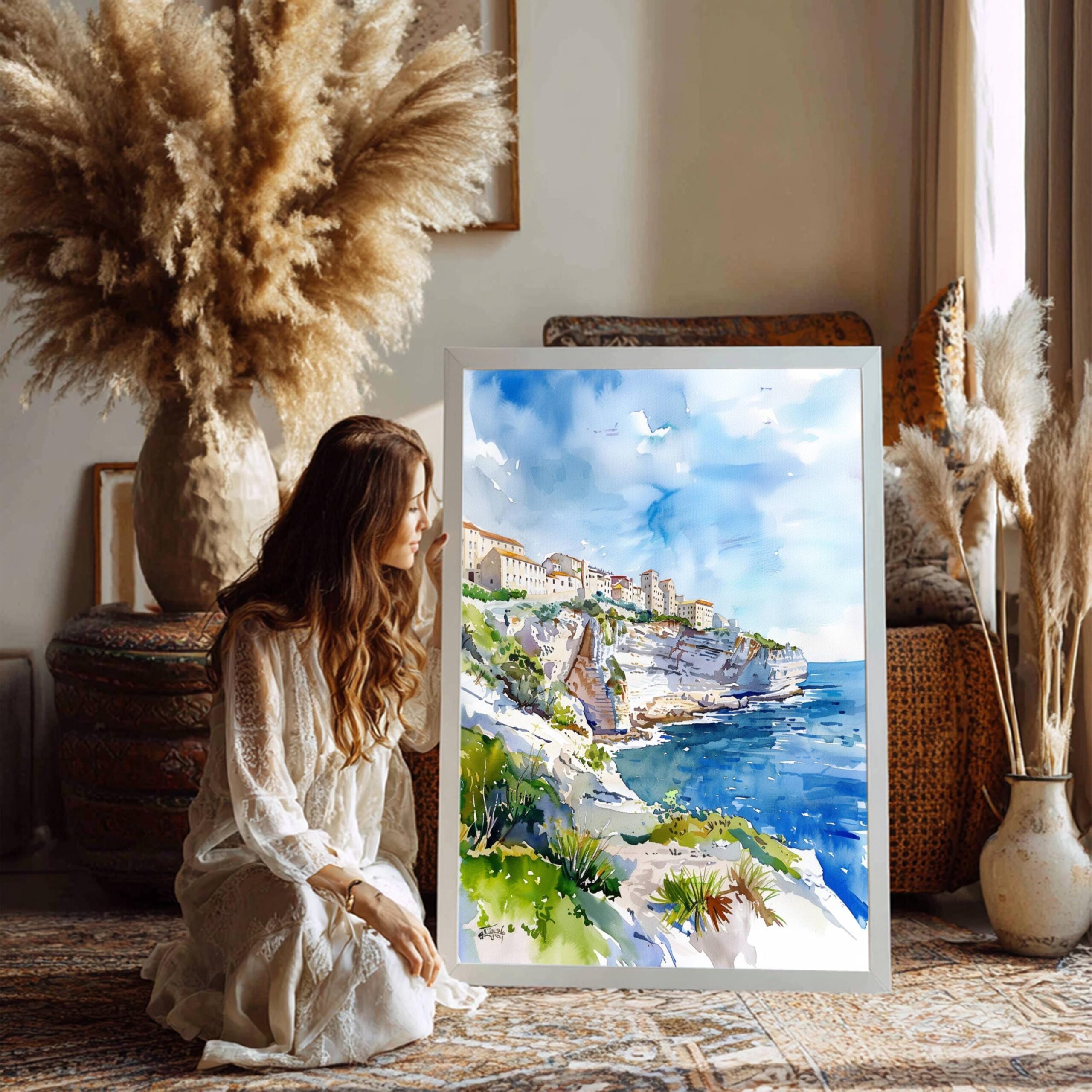 Bonifacio France Watercolor Print: France Travel Art Poster - Image 3