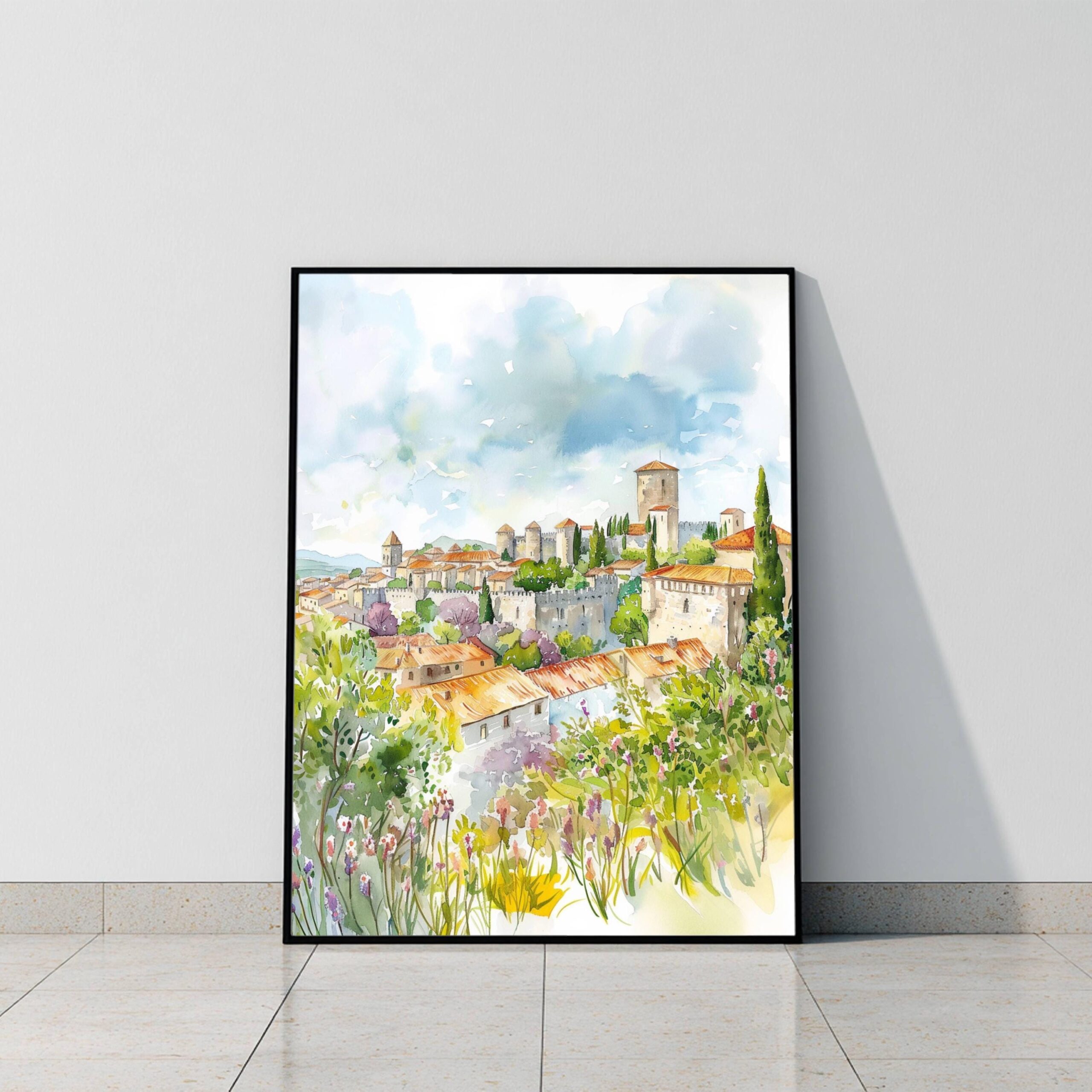 Carcassonne France Watercolor Print: European Travel Art Poster - Image 8