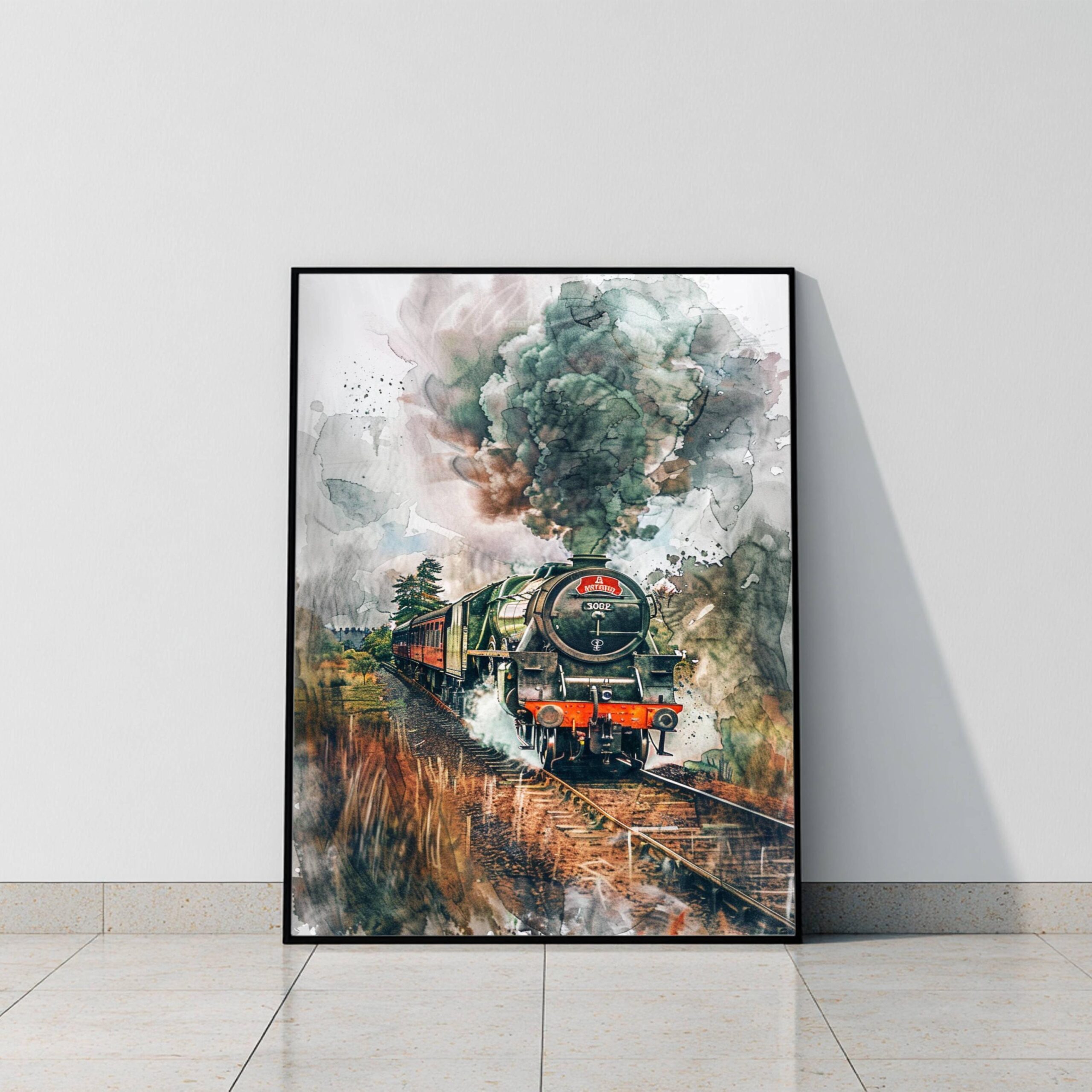 The Flying Scotsman Locomotive Watercolor: Scotland Travel Poster - Image 9