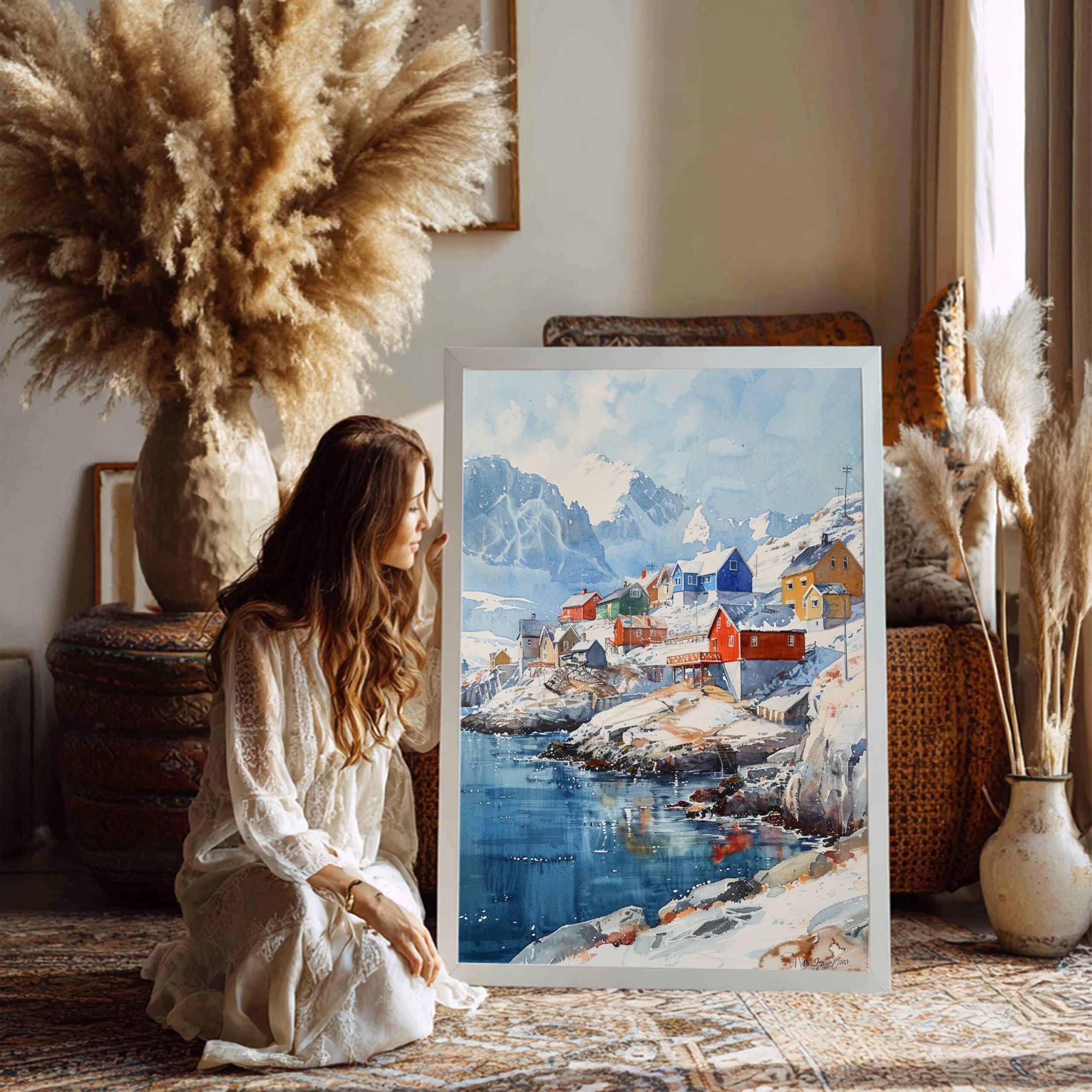 Nuuk Capital of Greenland Watercolor Print: Travel Art Poster - Image 4