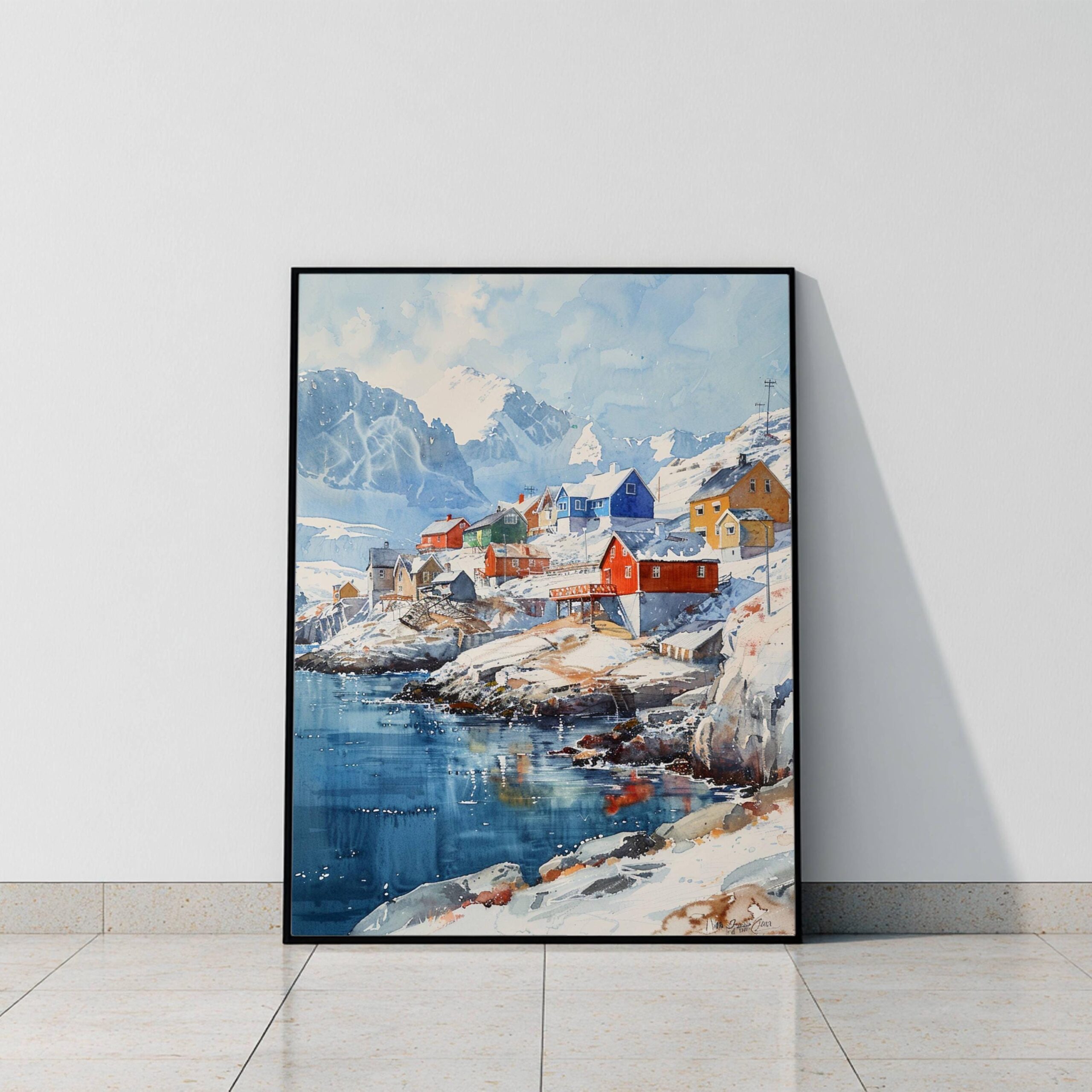 Nuuk Capital of Greenland Watercolor Print: Travel Art Poster - Image 9