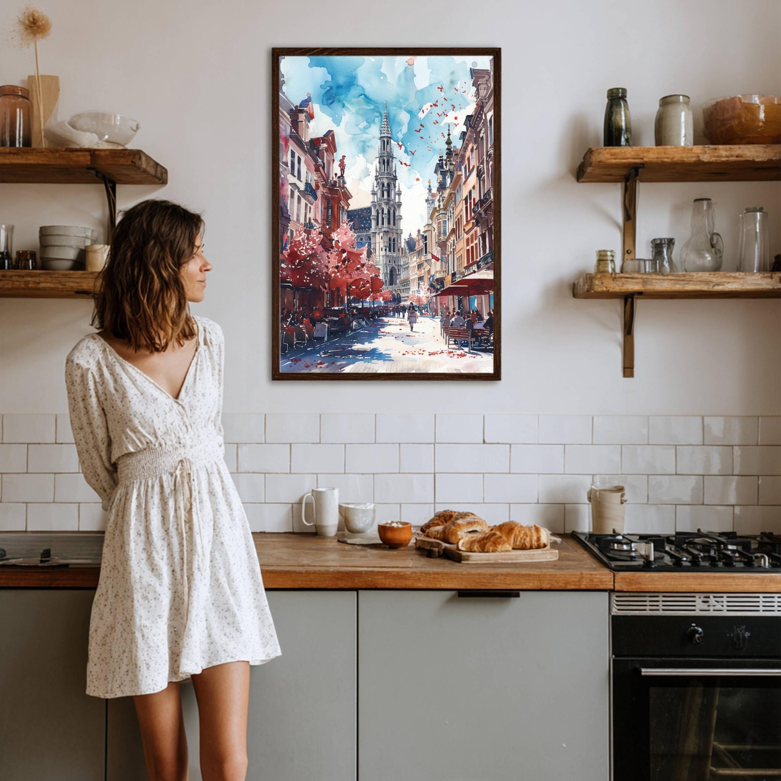 Brussels Belgium Europe Watercolor Print: Travel Wall Art Poster - Image 4