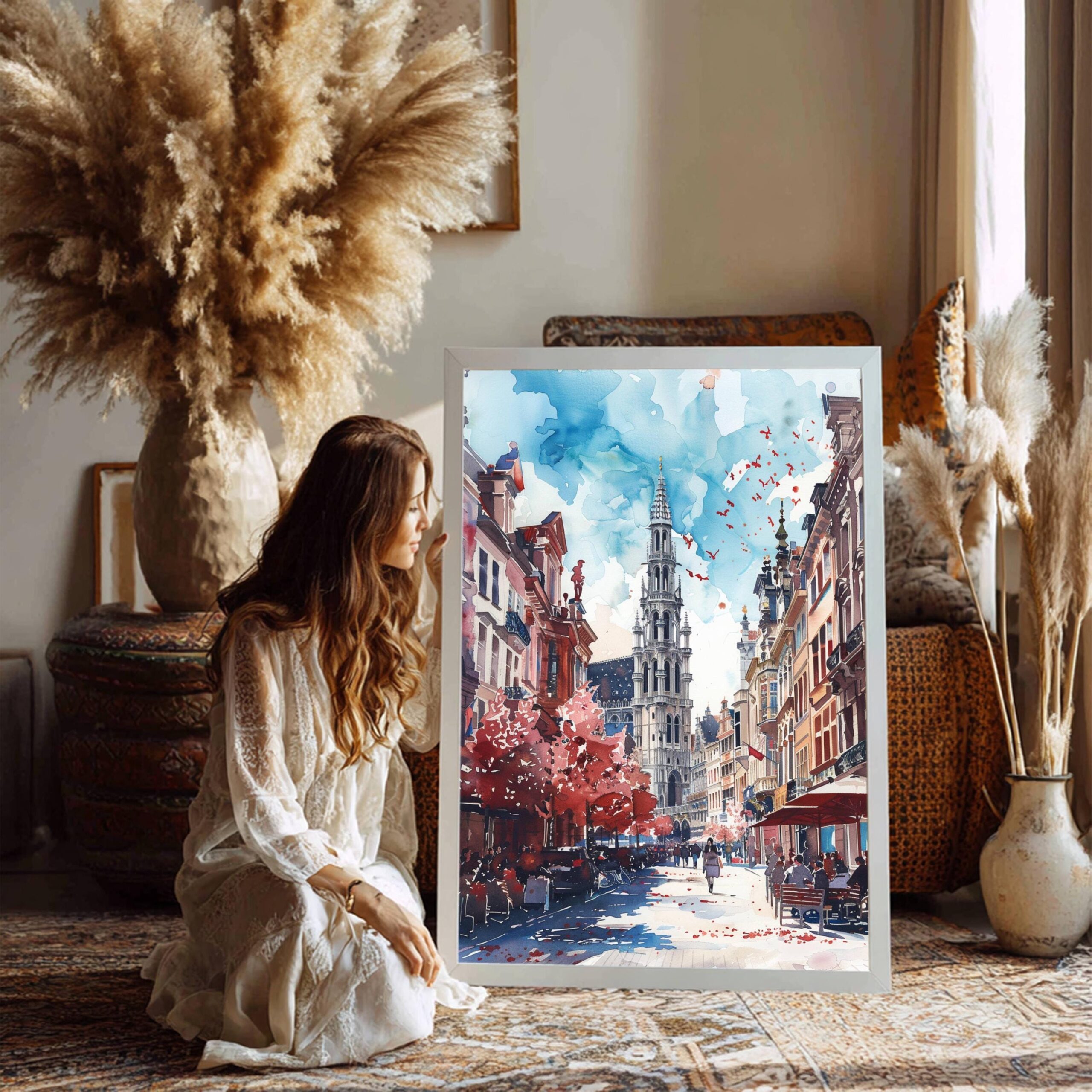 Brussels Belgium Europe Watercolor Print: Travel Wall Art Poster - Image 3