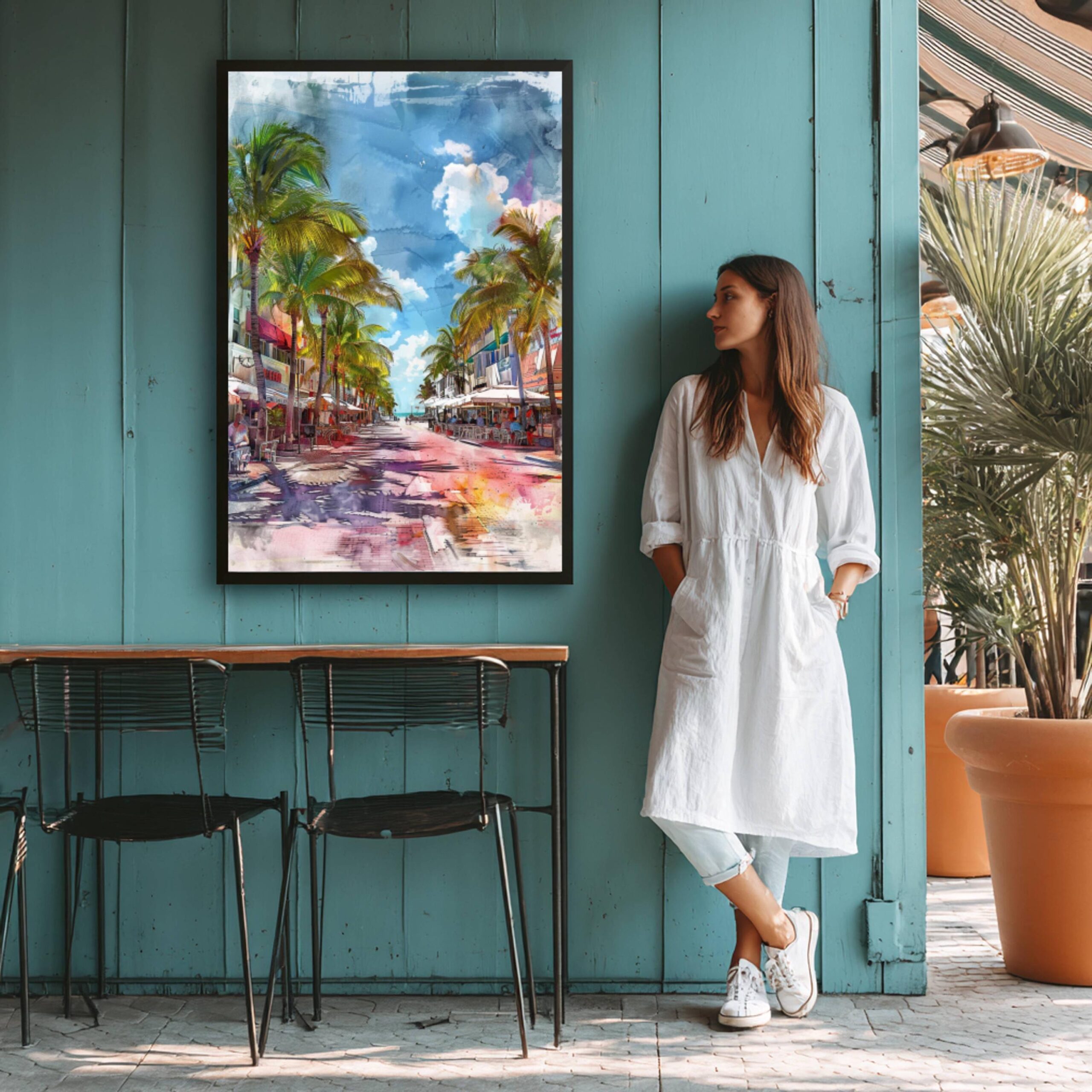 South Beach Miami Florida USA Watercolor: Travel Art Poster - Image 5
