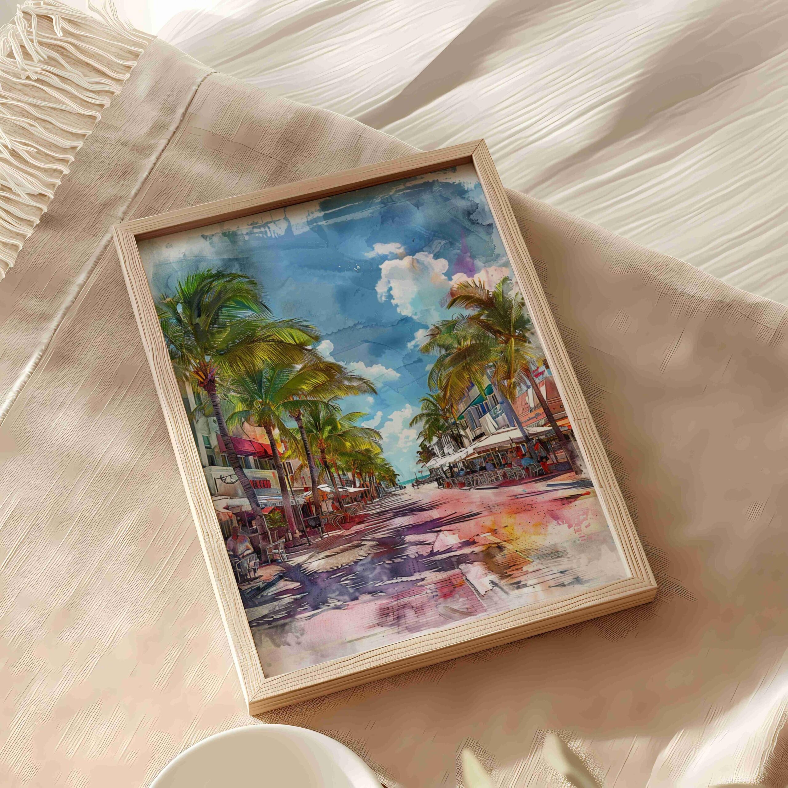 South Beach Miami Florida USA Watercolor: Travel Art Poster - Image 9