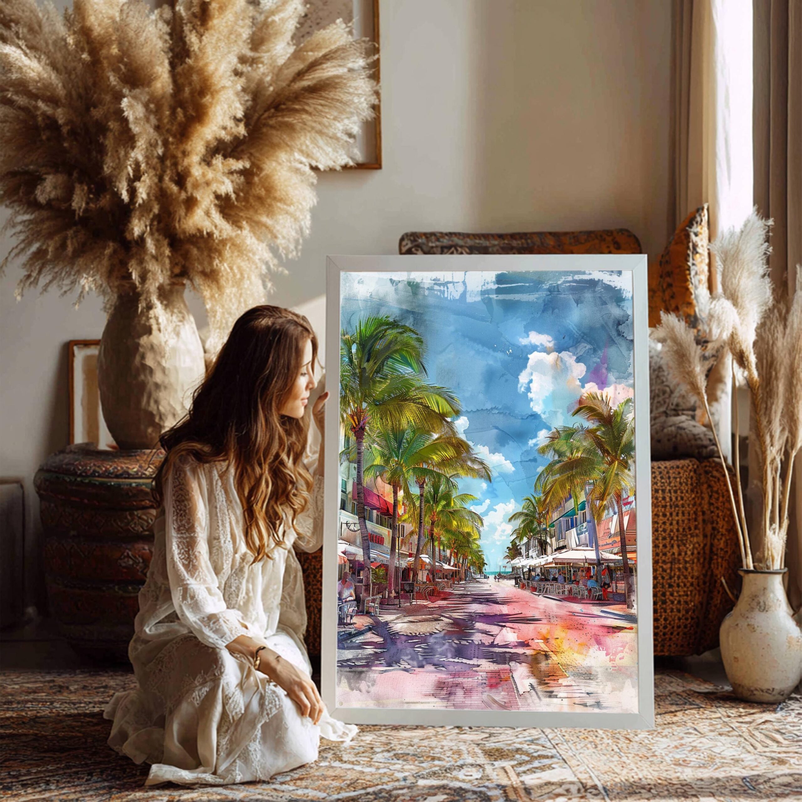 South Beach Miami Florida USA Watercolor: Travel Art Poster - Image 3