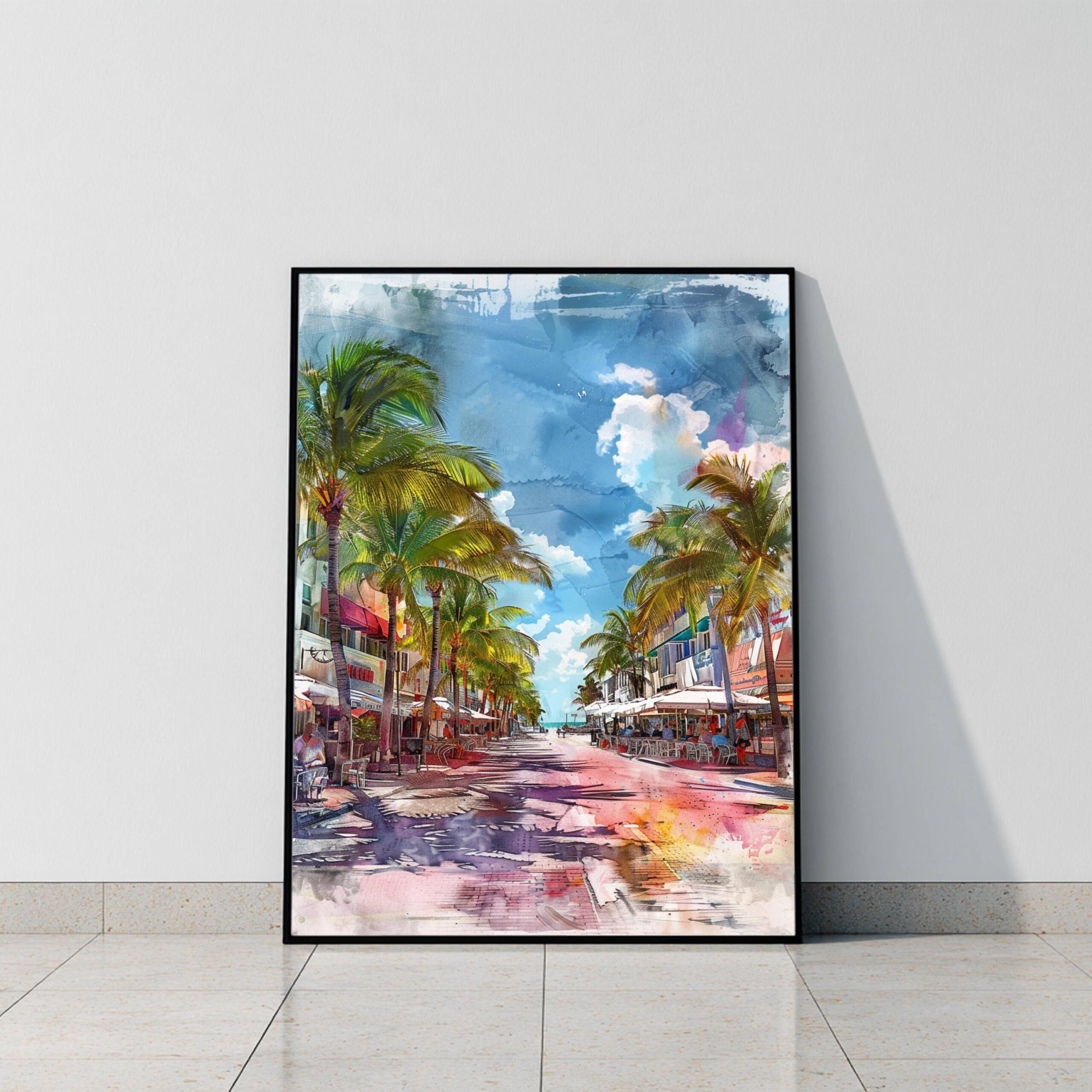 South Beach Miami Florida USA Watercolor: Travel Art Poster - Image 8