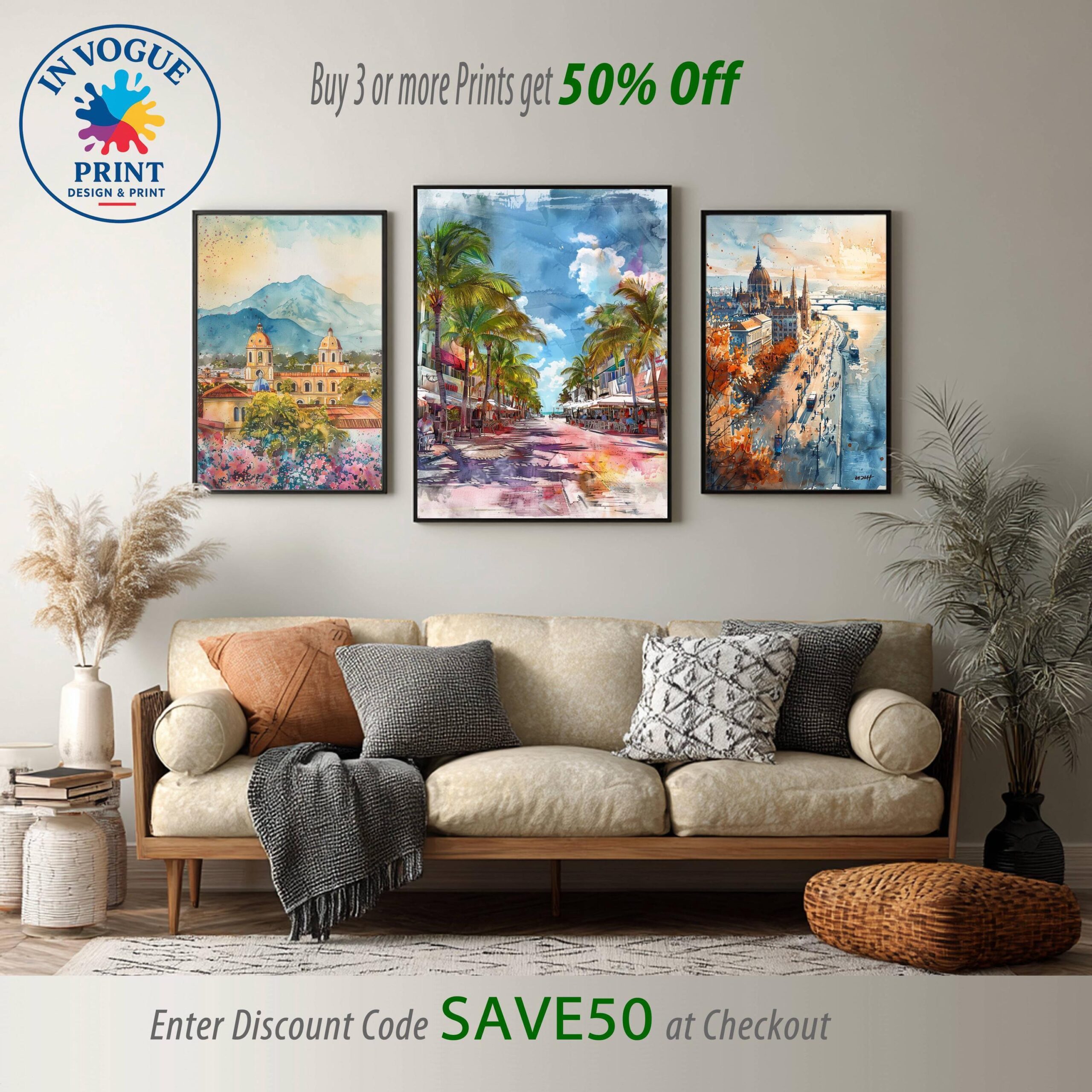 South Beach Miami Florida USA Watercolor: Travel Art Poster - Image 10