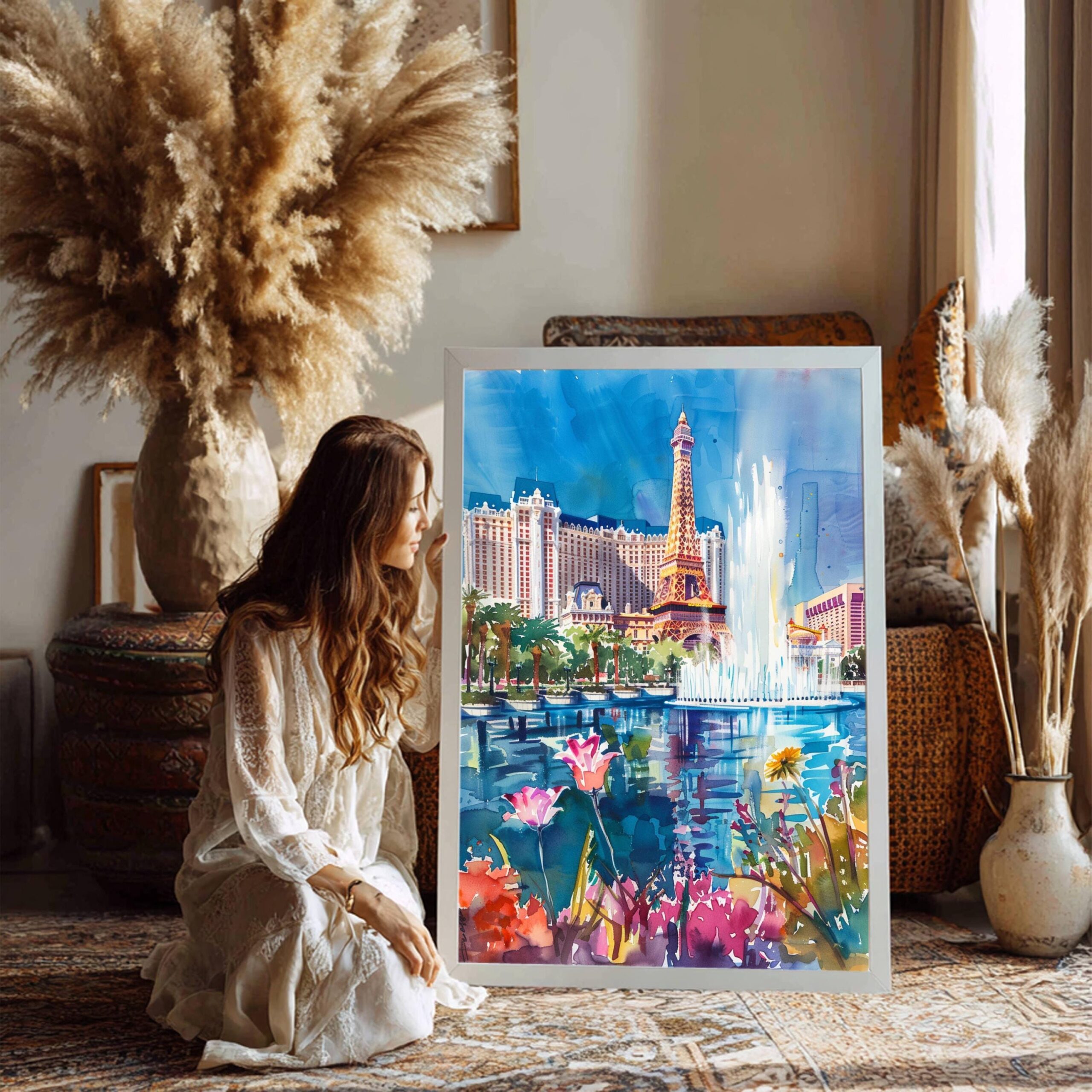 Las Vegas Nevada USA Watercolor: Travel Art Poster - Image 3