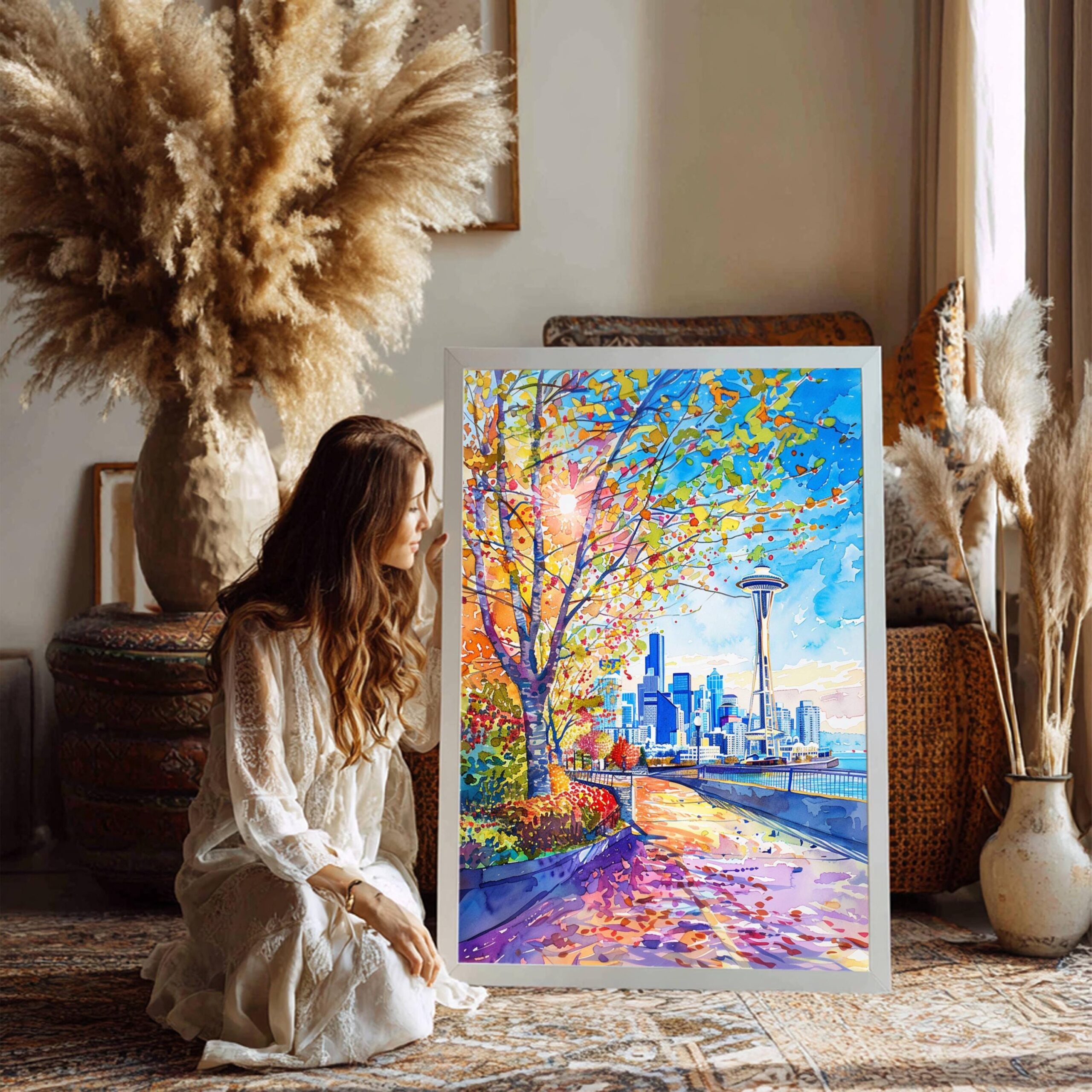 Seattle Washington United States of America Watercolor: Travel Art Poster - Image 3