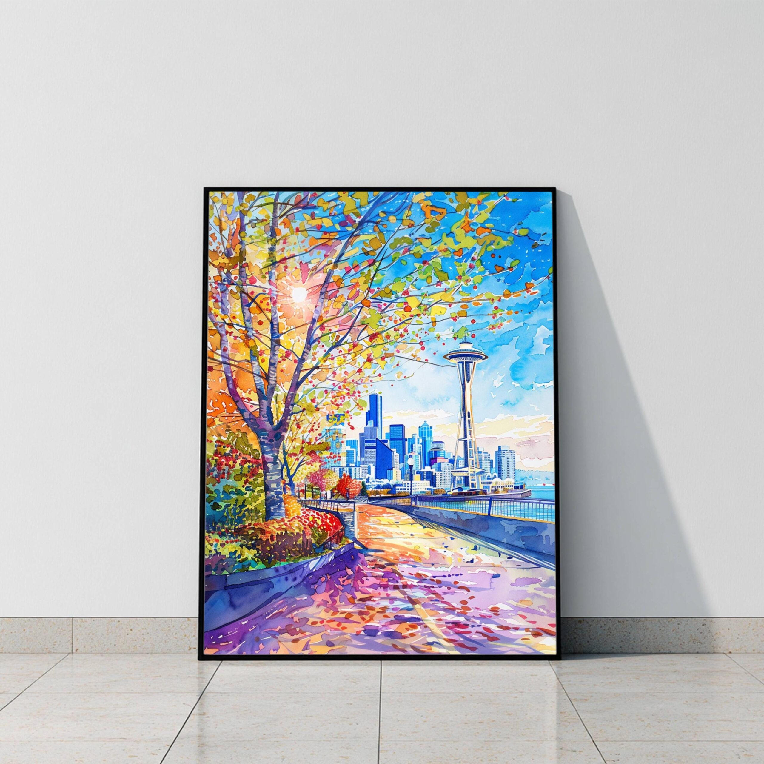 Seattle Washington United States of America Watercolor: Travel Art Poster - Image 8