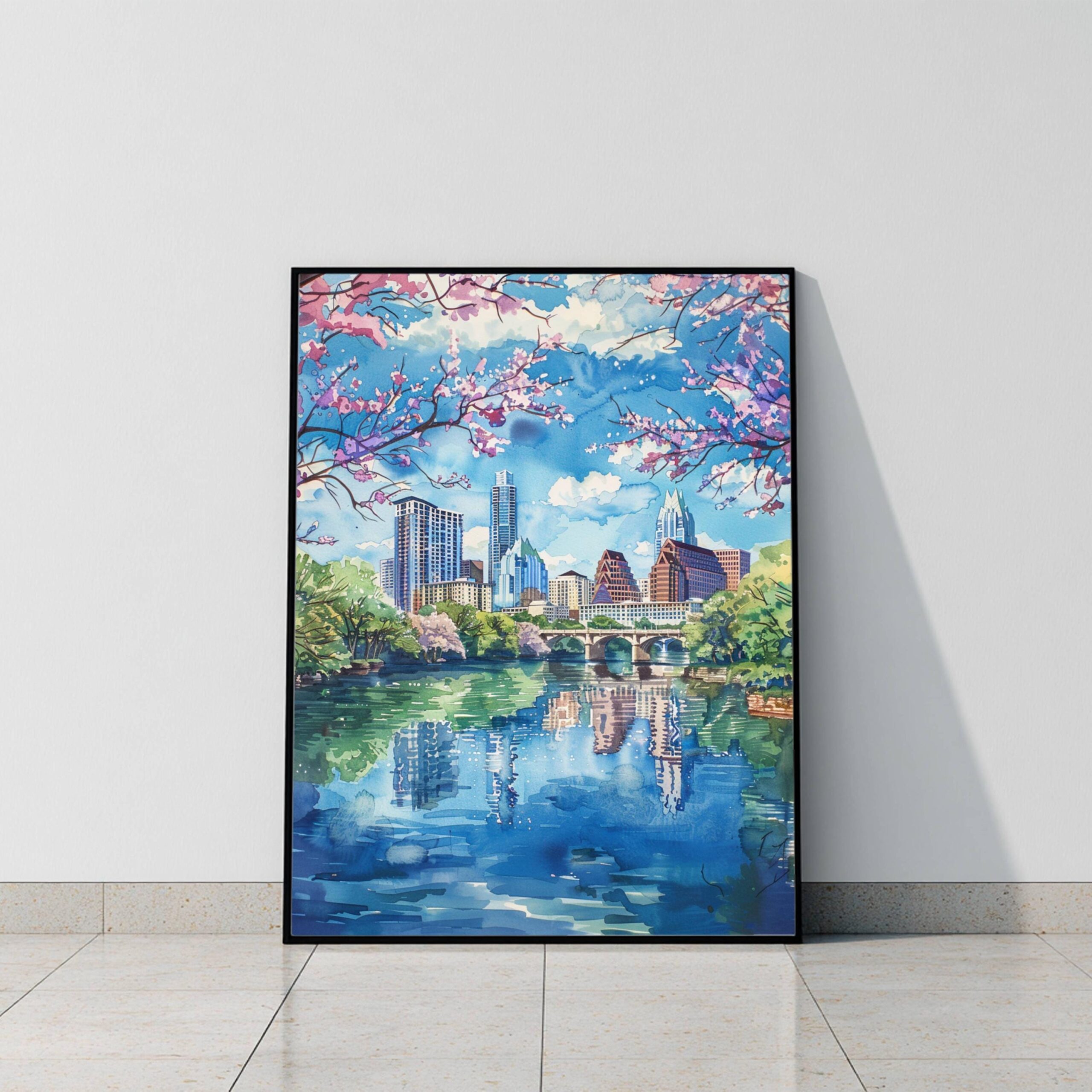 Austin Texas USA Watercolor: American Travel Art Poster - Image 8