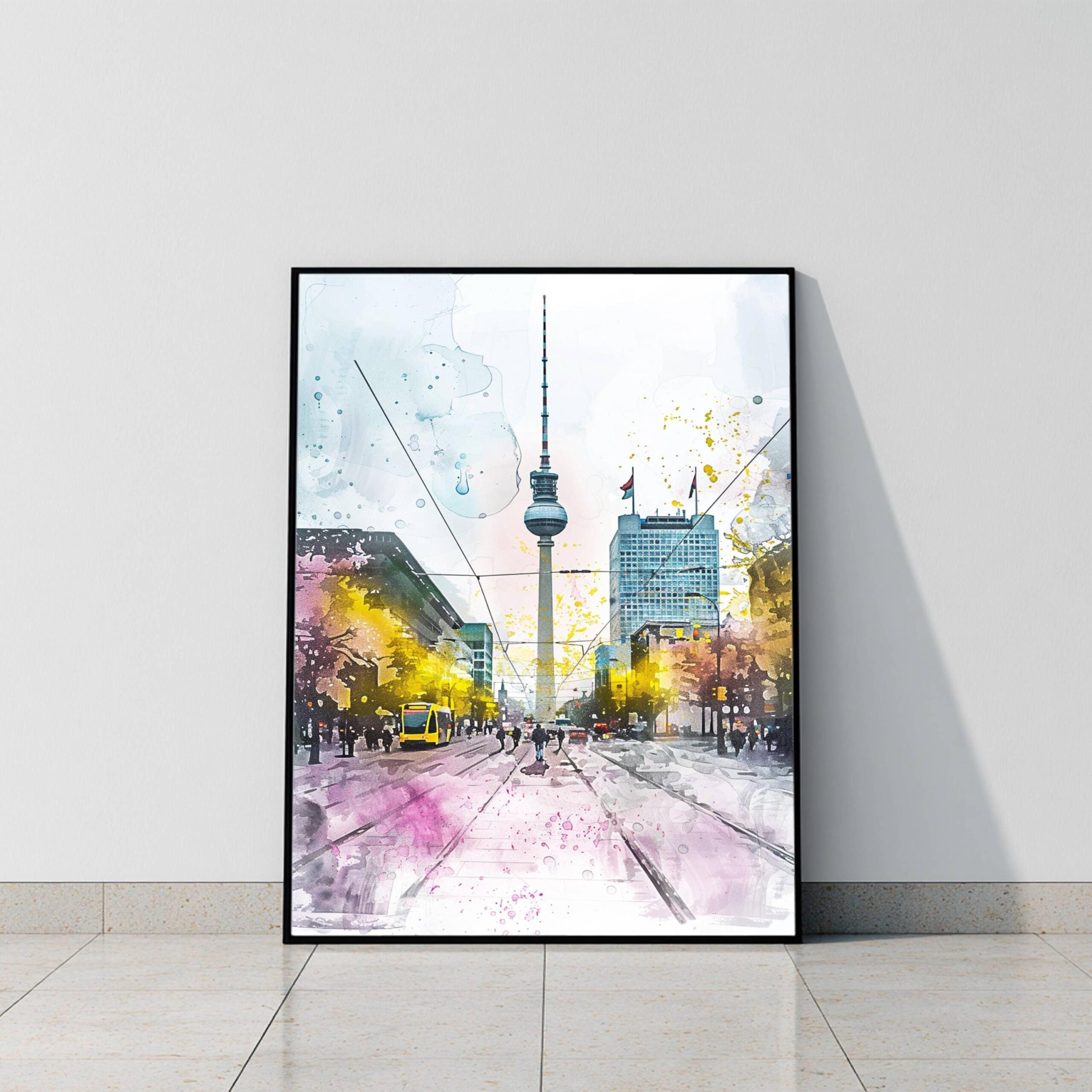 Alexander Platz Berlin Germany Watercolor: German Travel Art Poster - Image 8
