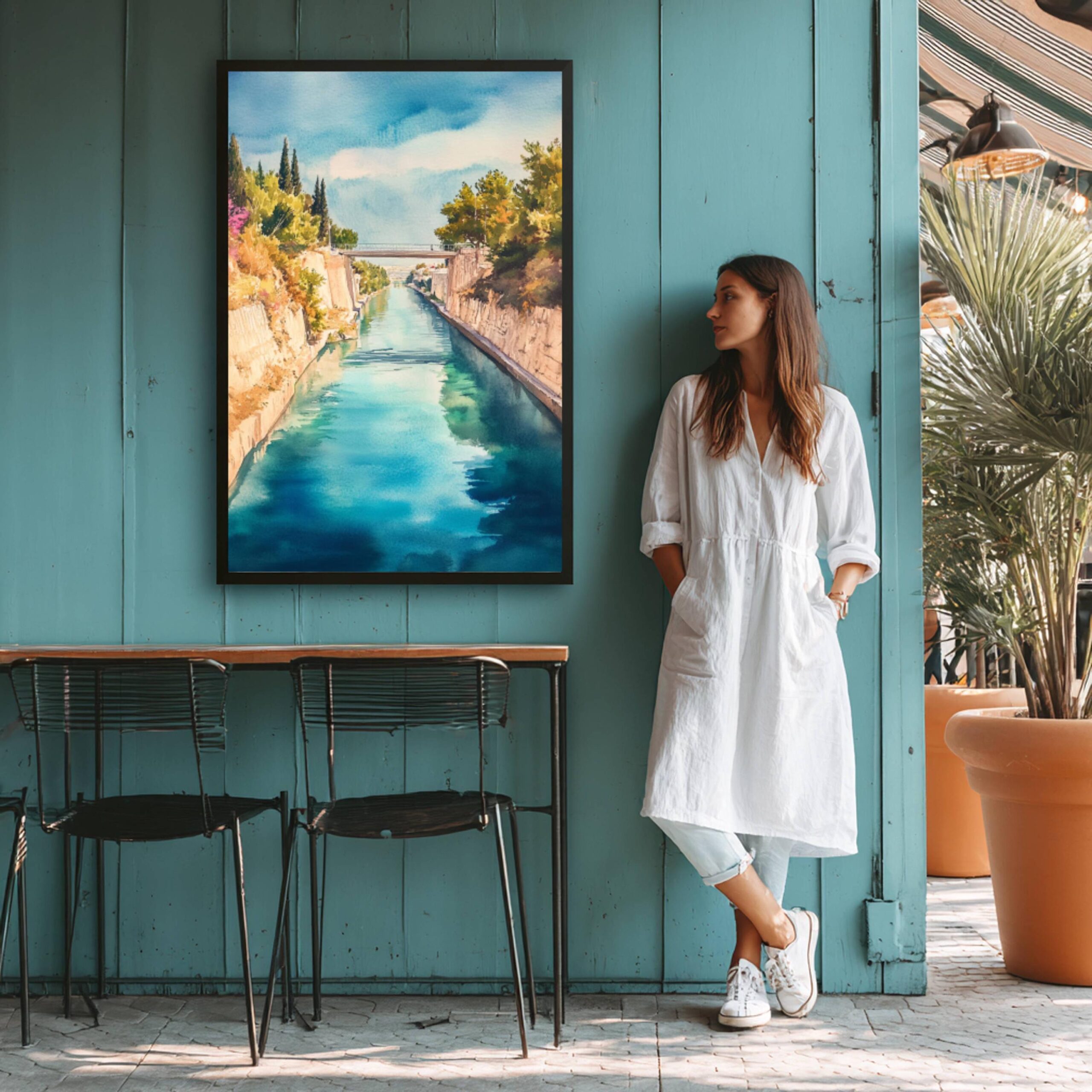 Corinth Canal Greece Europe Watercolor Print: Greek Travel Art Poster - Image 5