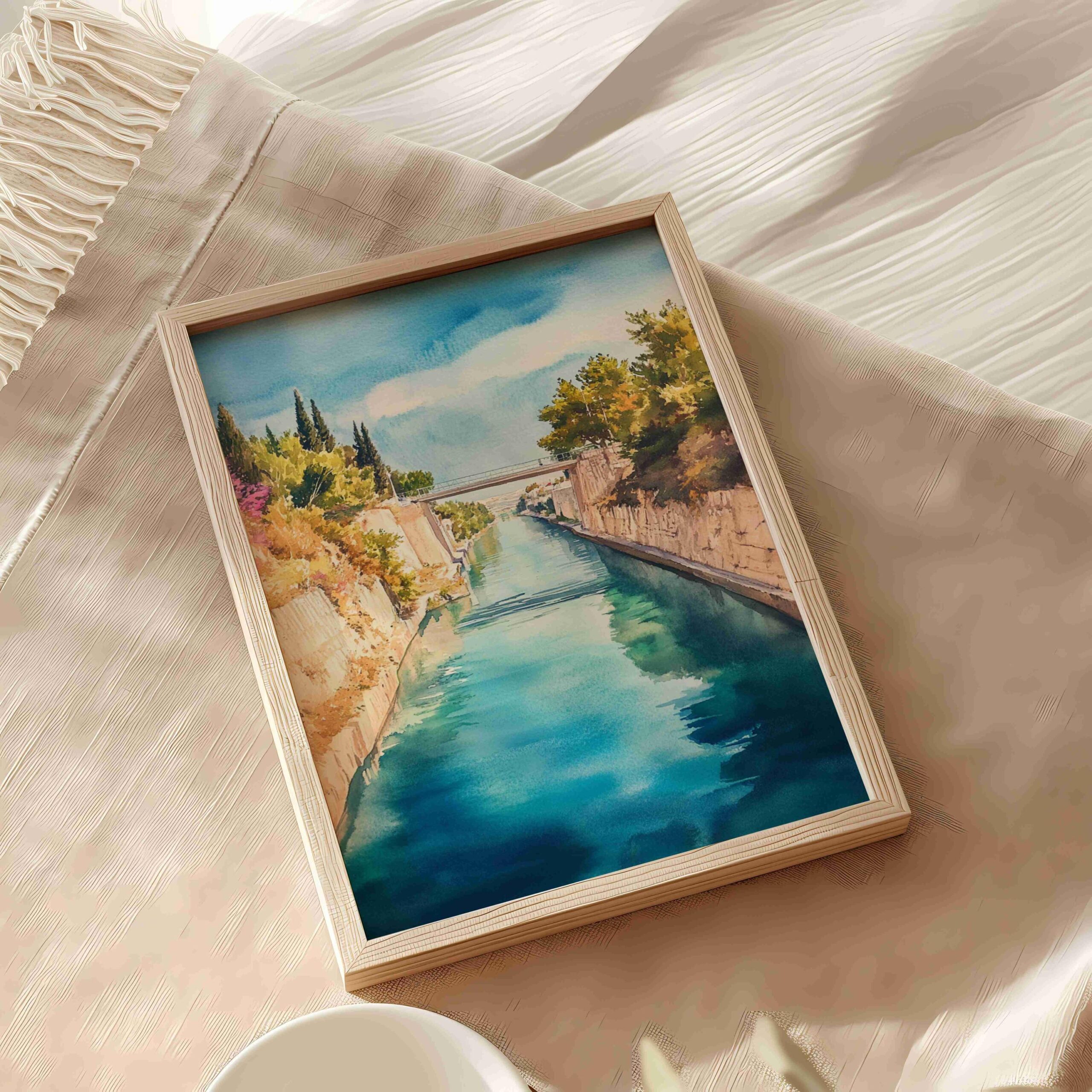 Corinth Canal Greece Europe Watercolor Print: Greek Travel Art Poster - Image 8