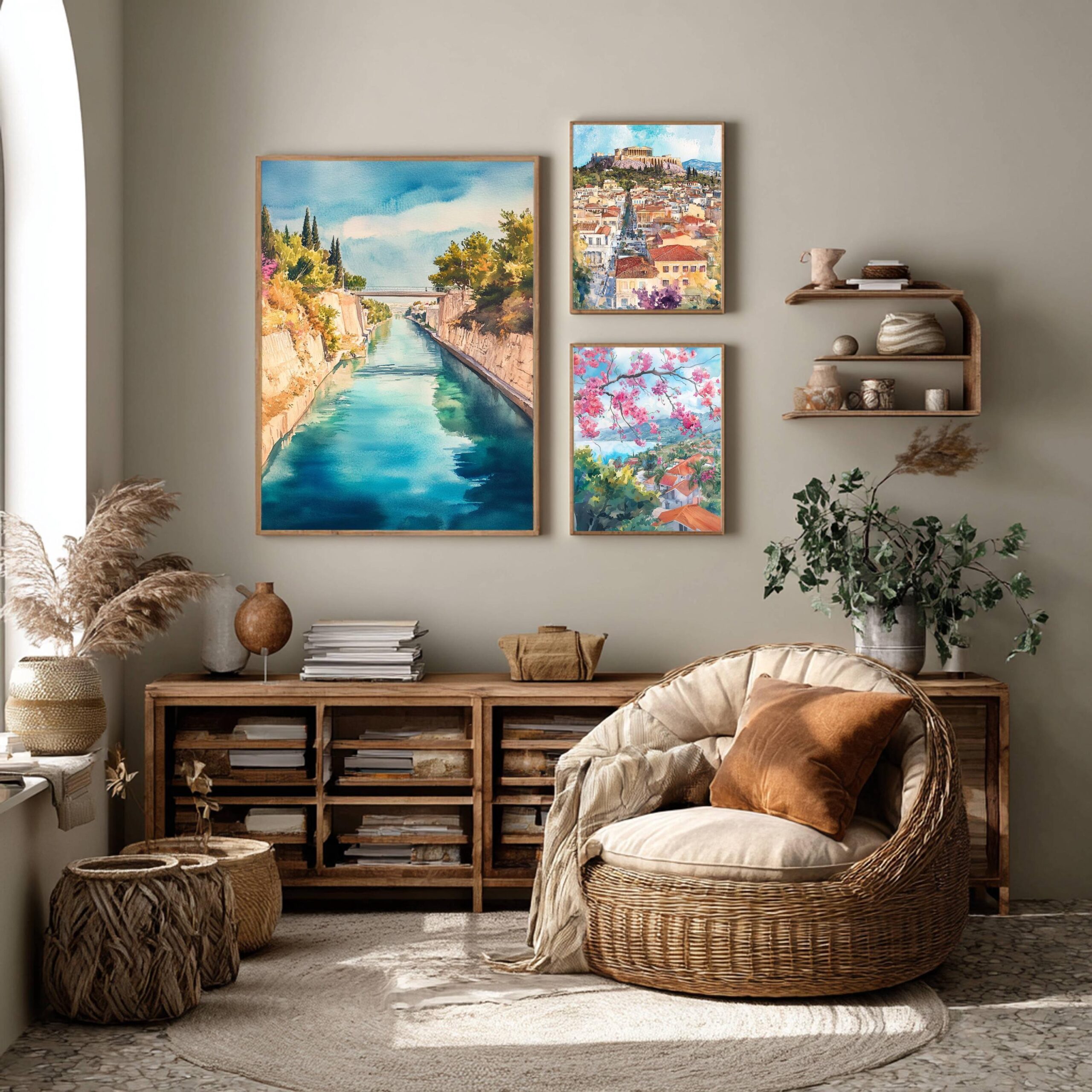 Corinth Canal Greece Europe Watercolor Print: Greek Travel Art Poster - Image 2