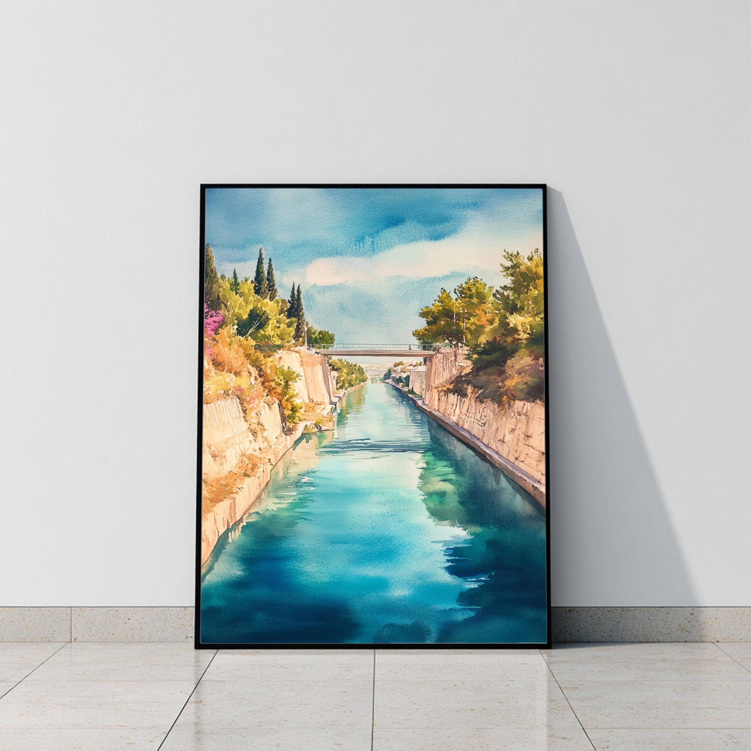Corinth Canal Greece Europe Watercolor Print: Greek Travel Art Poster - Image 9