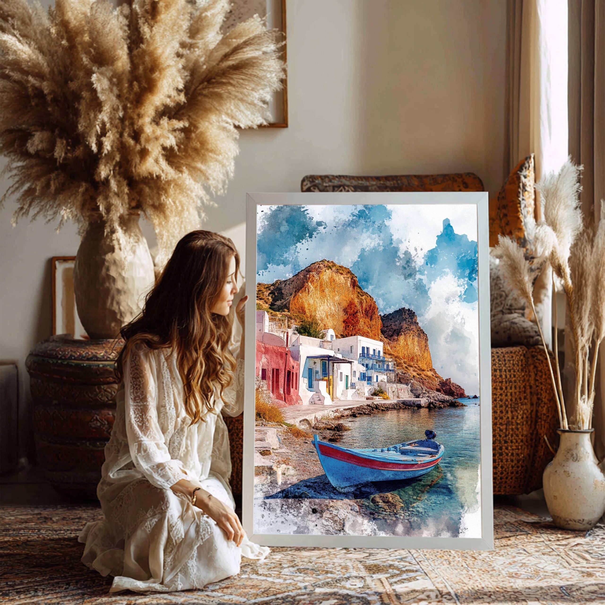 Milos Island Greece Watercolor: Travel Art Poster - Image 3