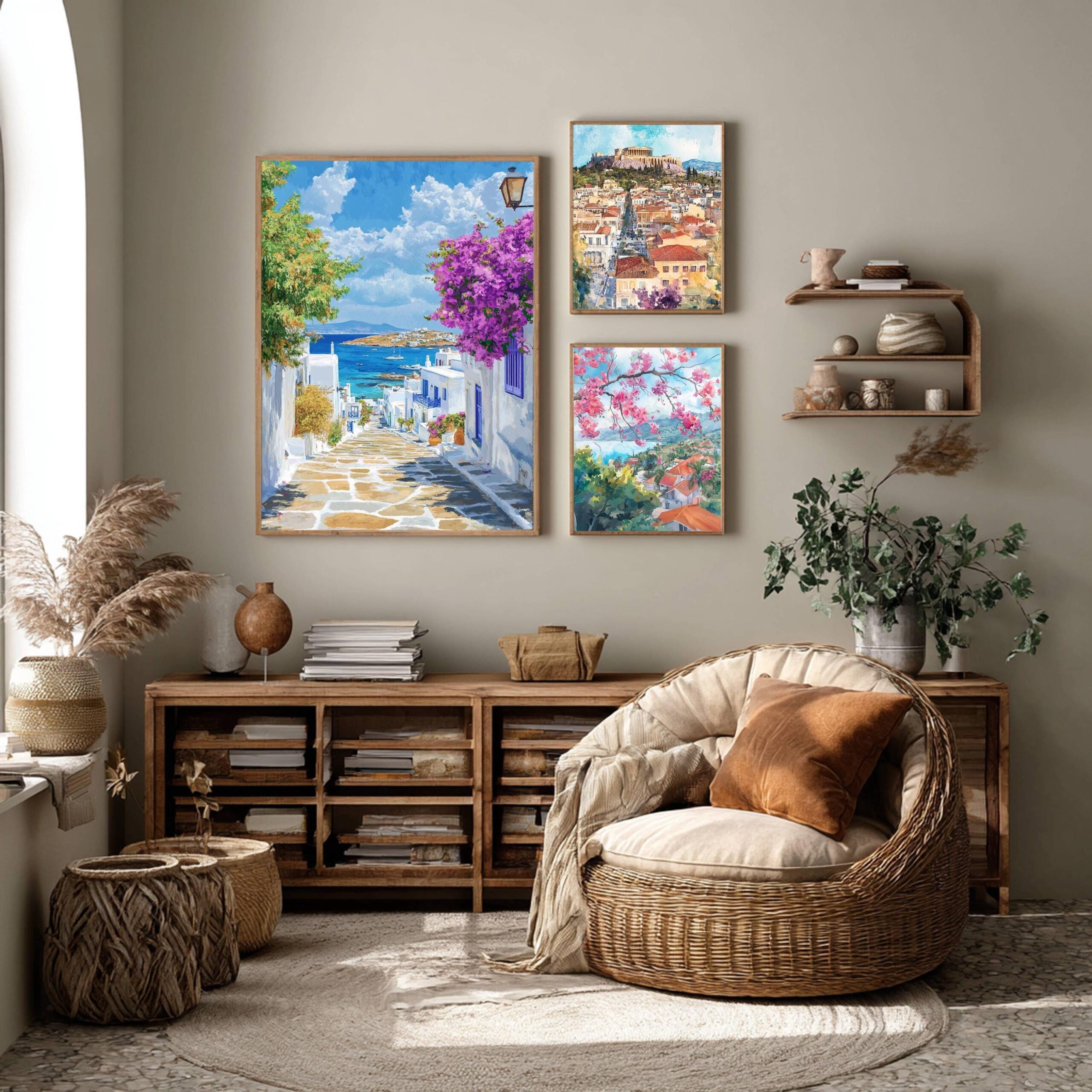 Mykonos Island Greece Watercolor: Greek Travel Art Poster - Image 2