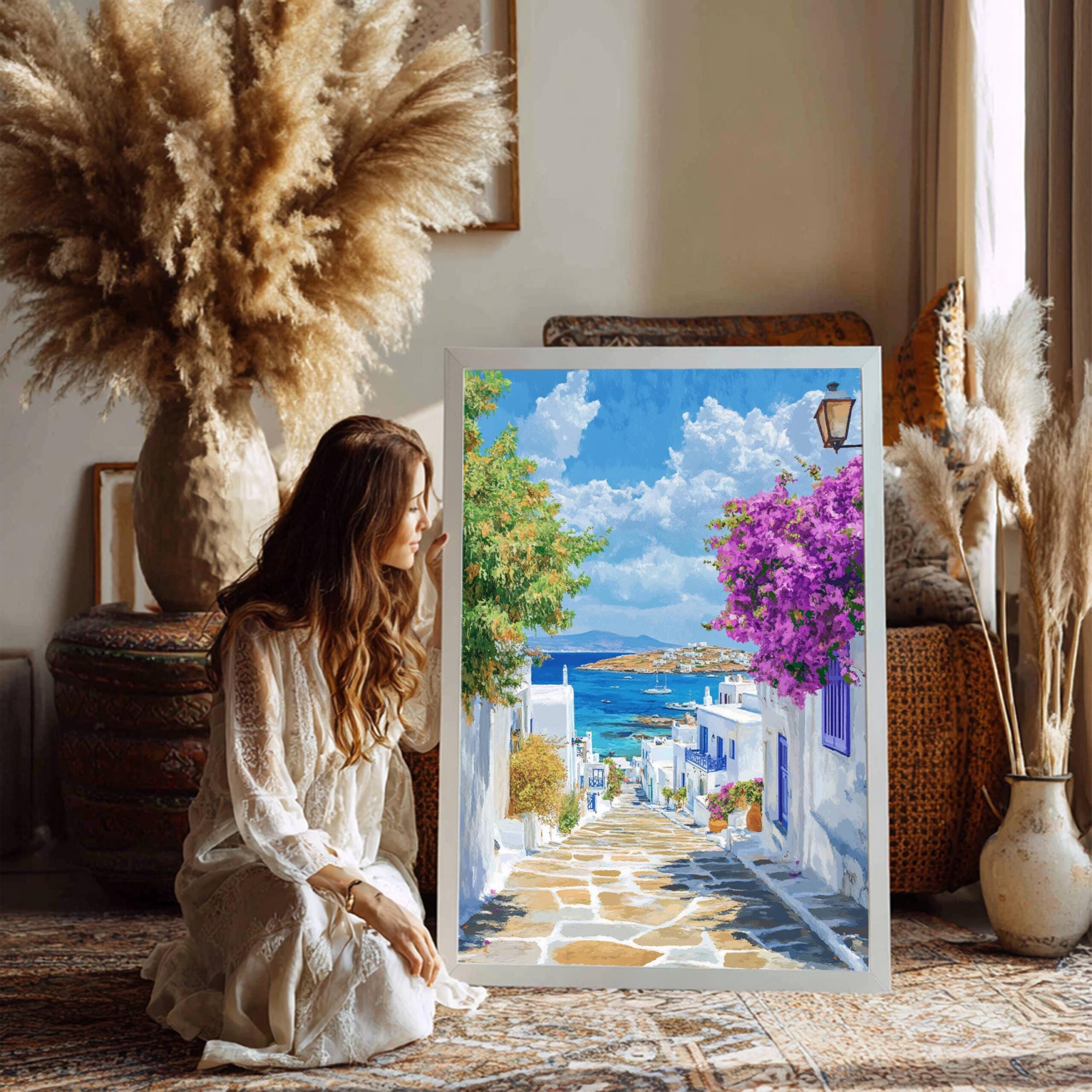 Mykonos Island Greece Watercolor: Greek Travel Art Poster - Image 3