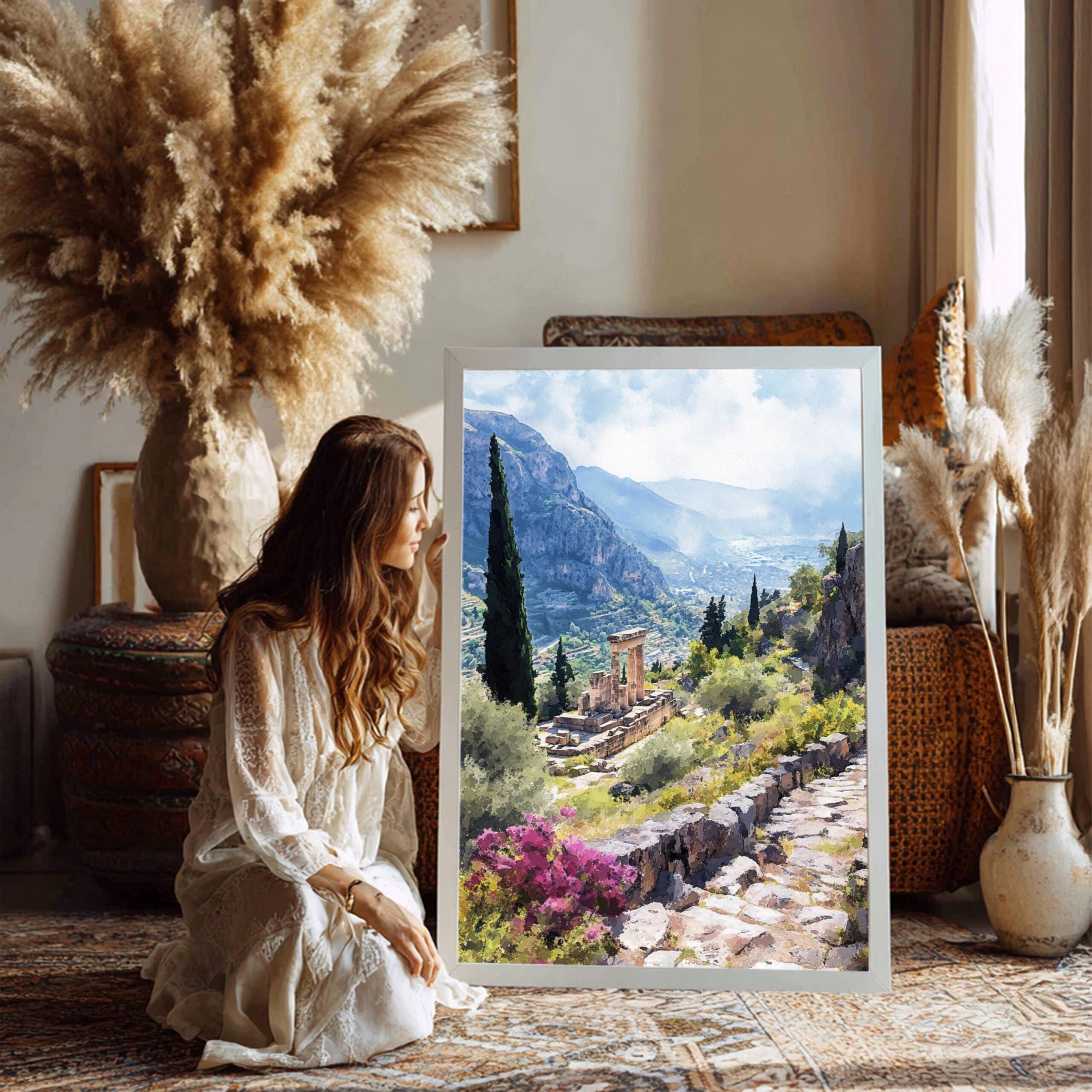 Delphi Greece Europe Watercolor Print: Travel Art Poster - Image 3