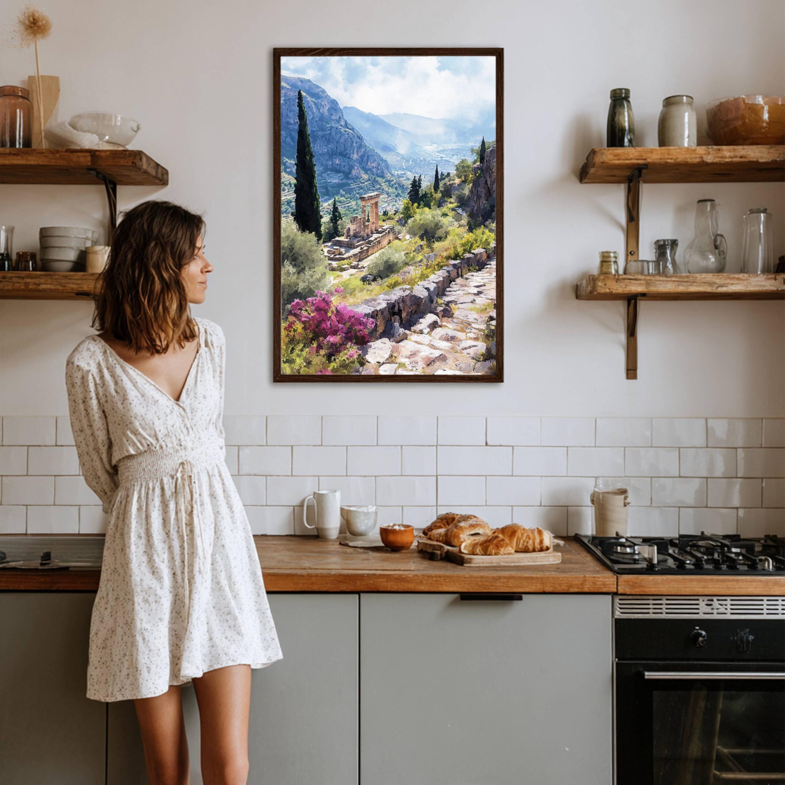 Delphi Greece Europe Watercolor Print: Travel Art Poster - Image 4