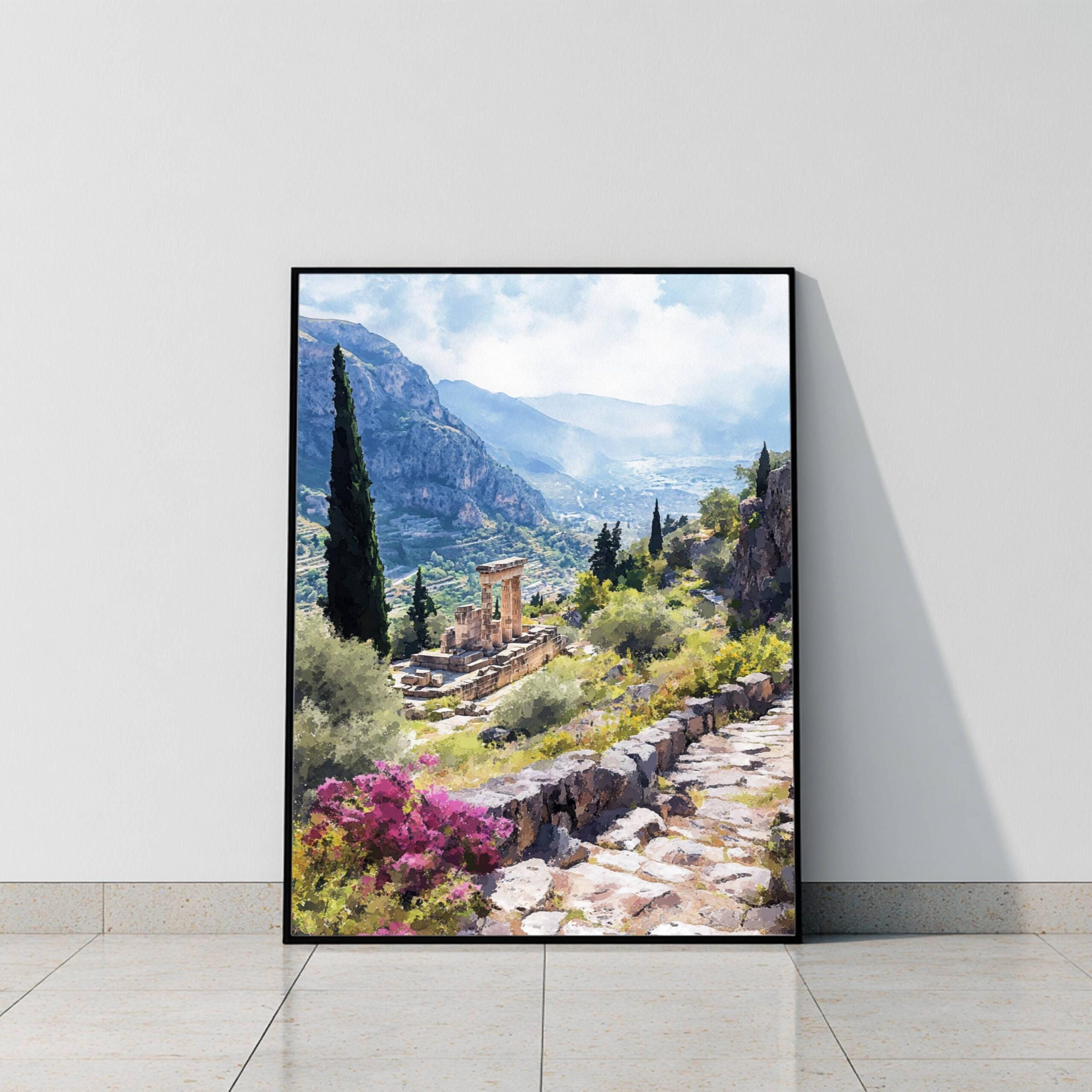 Delphi Greece Europe Watercolor Print: Travel Art Poster - Image 8