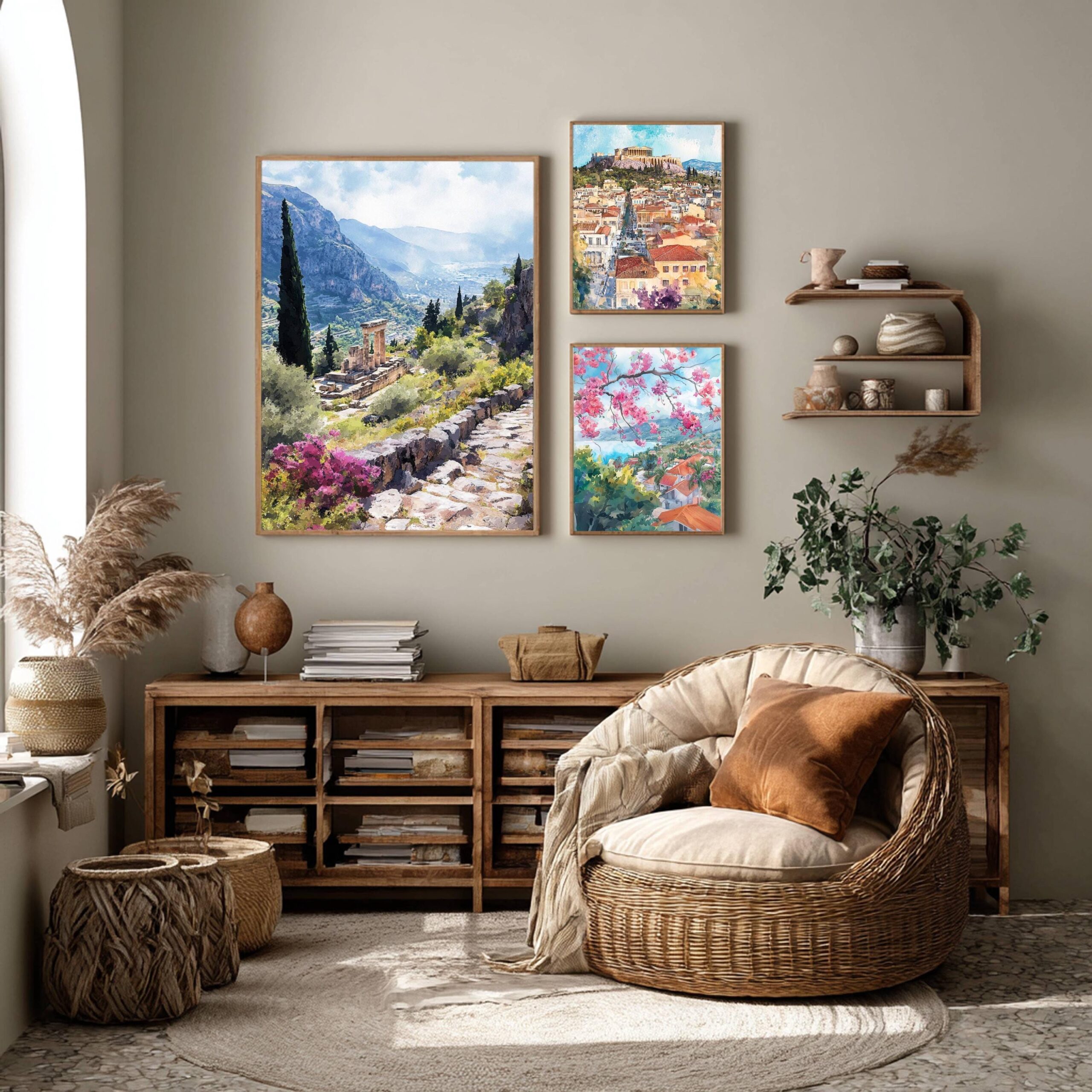 Delphi Greece Europe Watercolor Print: Travel Art Poster - Image 2