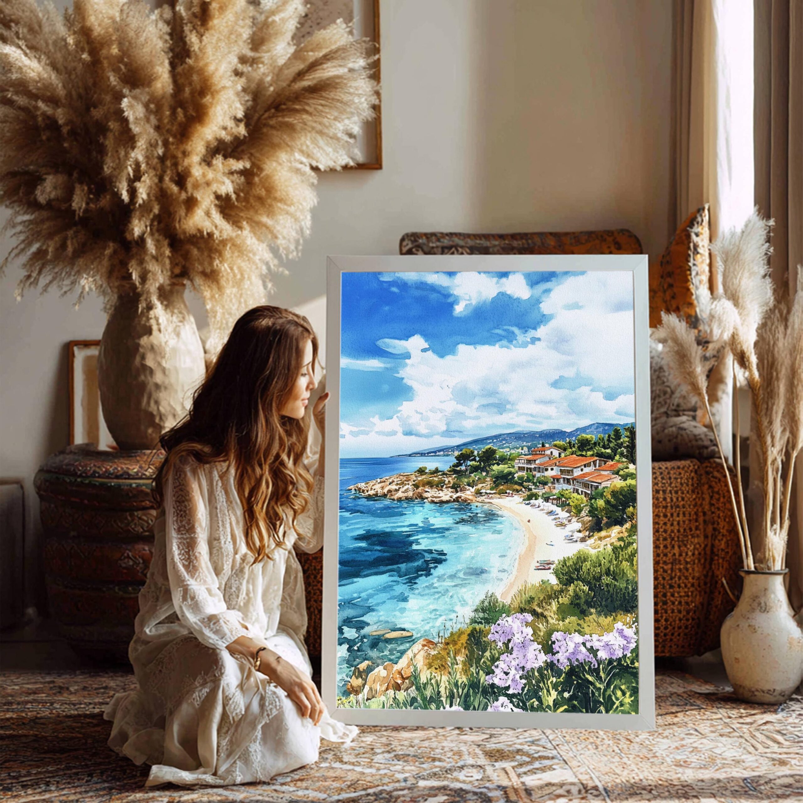 Halkidiki Peninsula Greece Watercolor: Travel Art Poster - Image 3